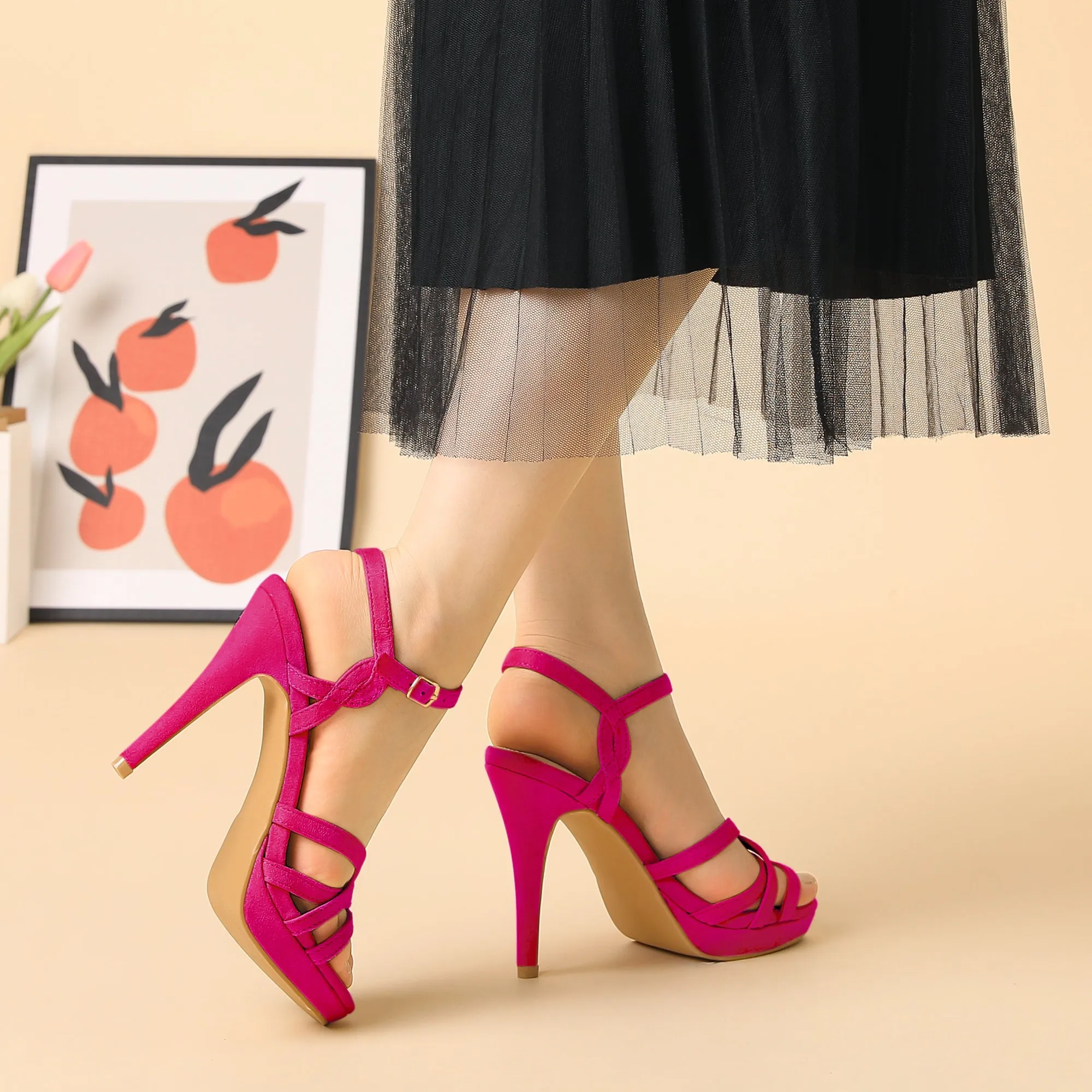 Crisscross Straps Strappy Platform Stiletto Heel Sandals