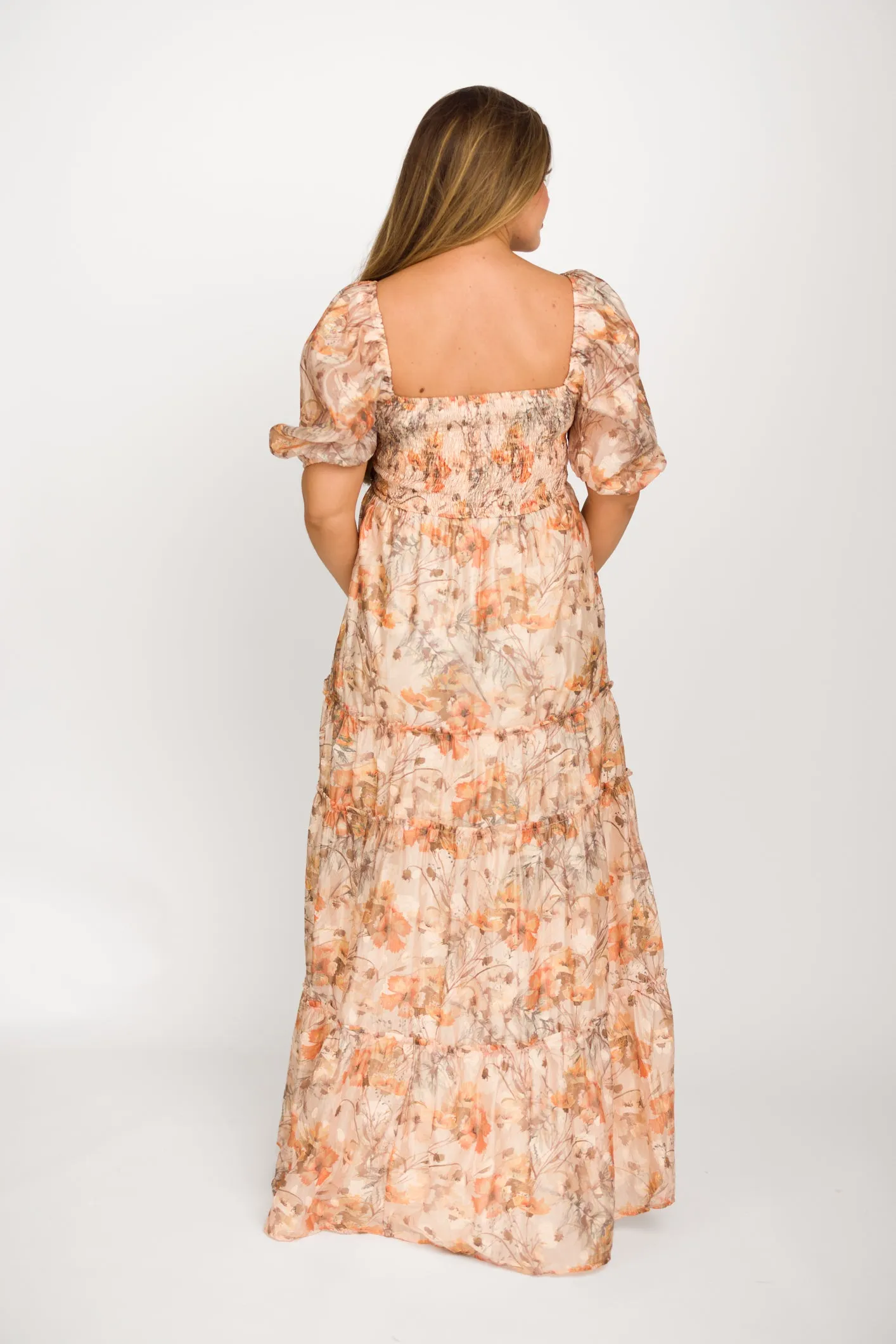 Daphne Maxi Dress in Beige Multi - Bump Friendly & Inclusive Sizing (S-3XL)