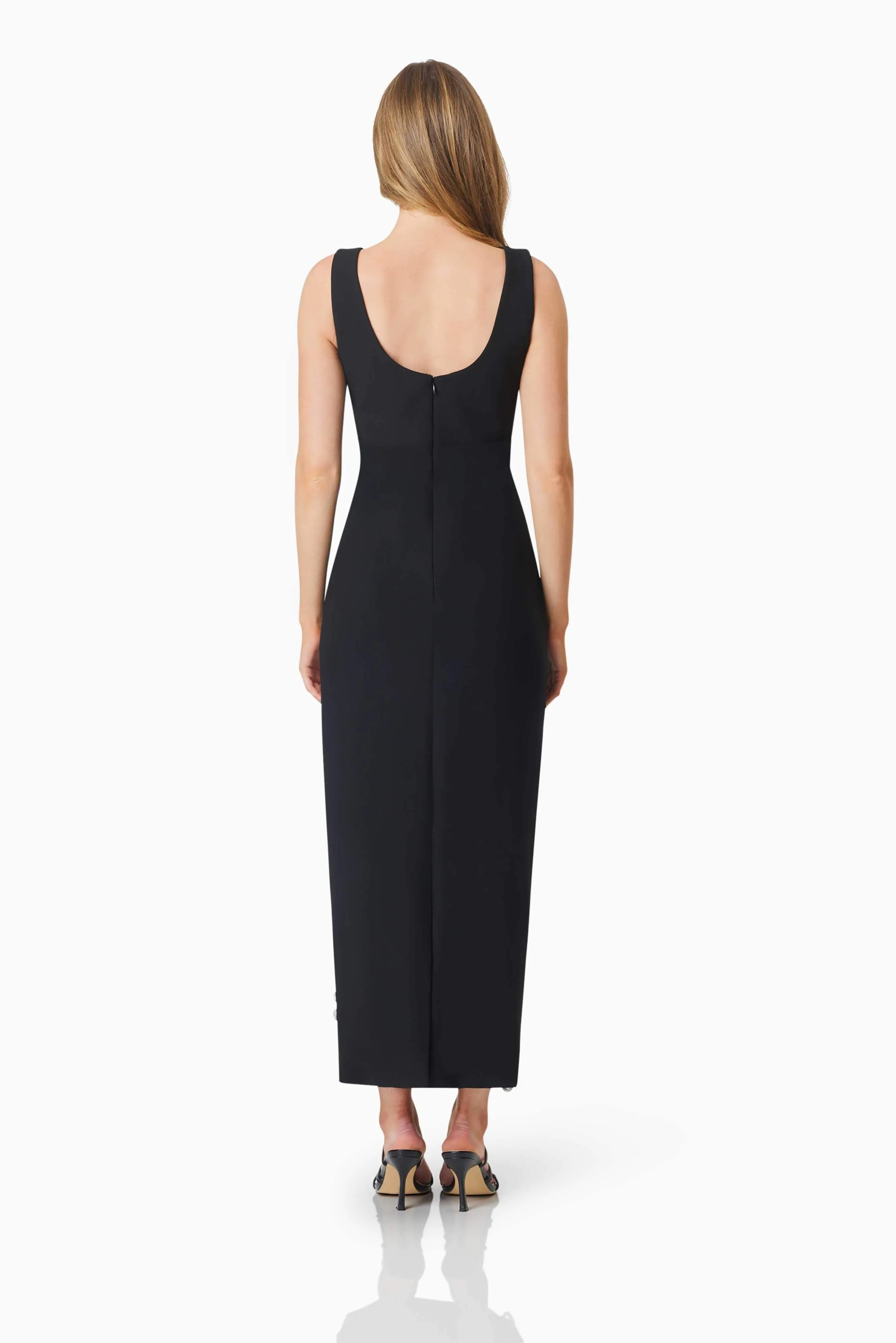 Delia Diamante Midi Dress In Black
