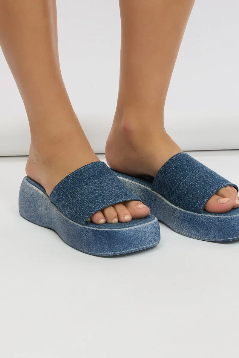 Denim Chunky Mule Sandals