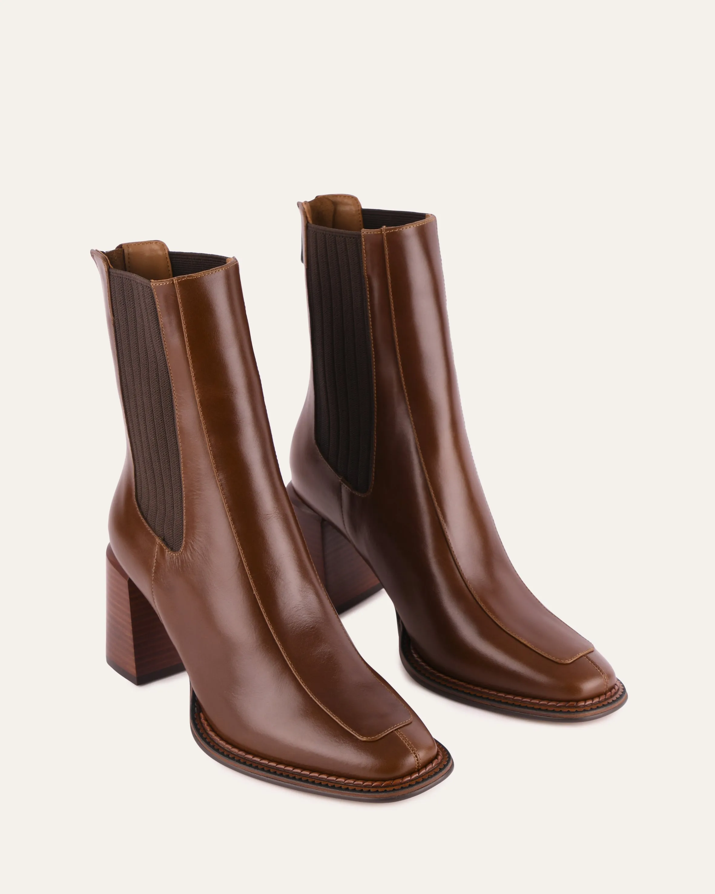 DEVINA MID ANKLE BOOTS DARK CHOC LEATHER