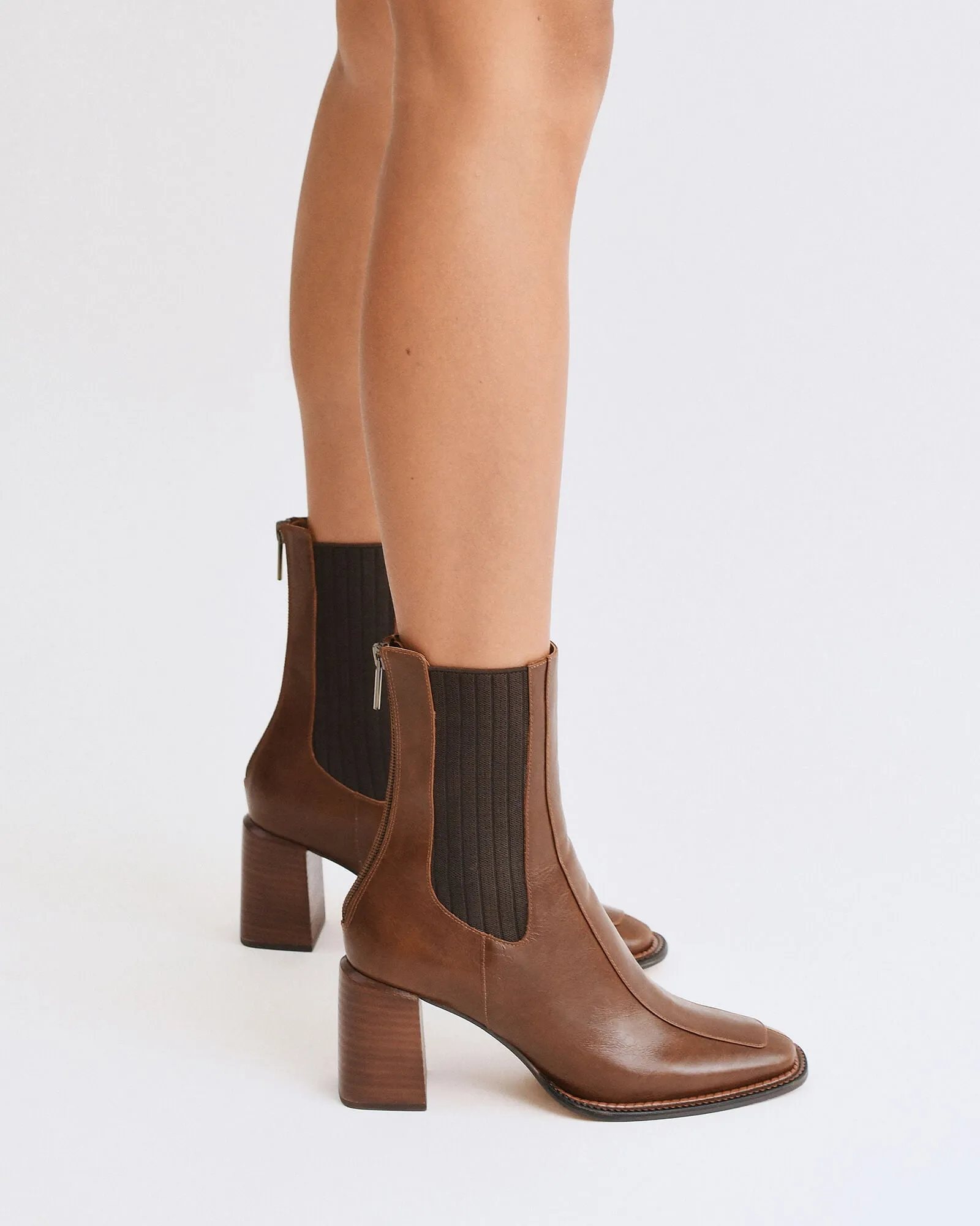 DEVINA MID ANKLE BOOTS DARK CHOC LEATHER