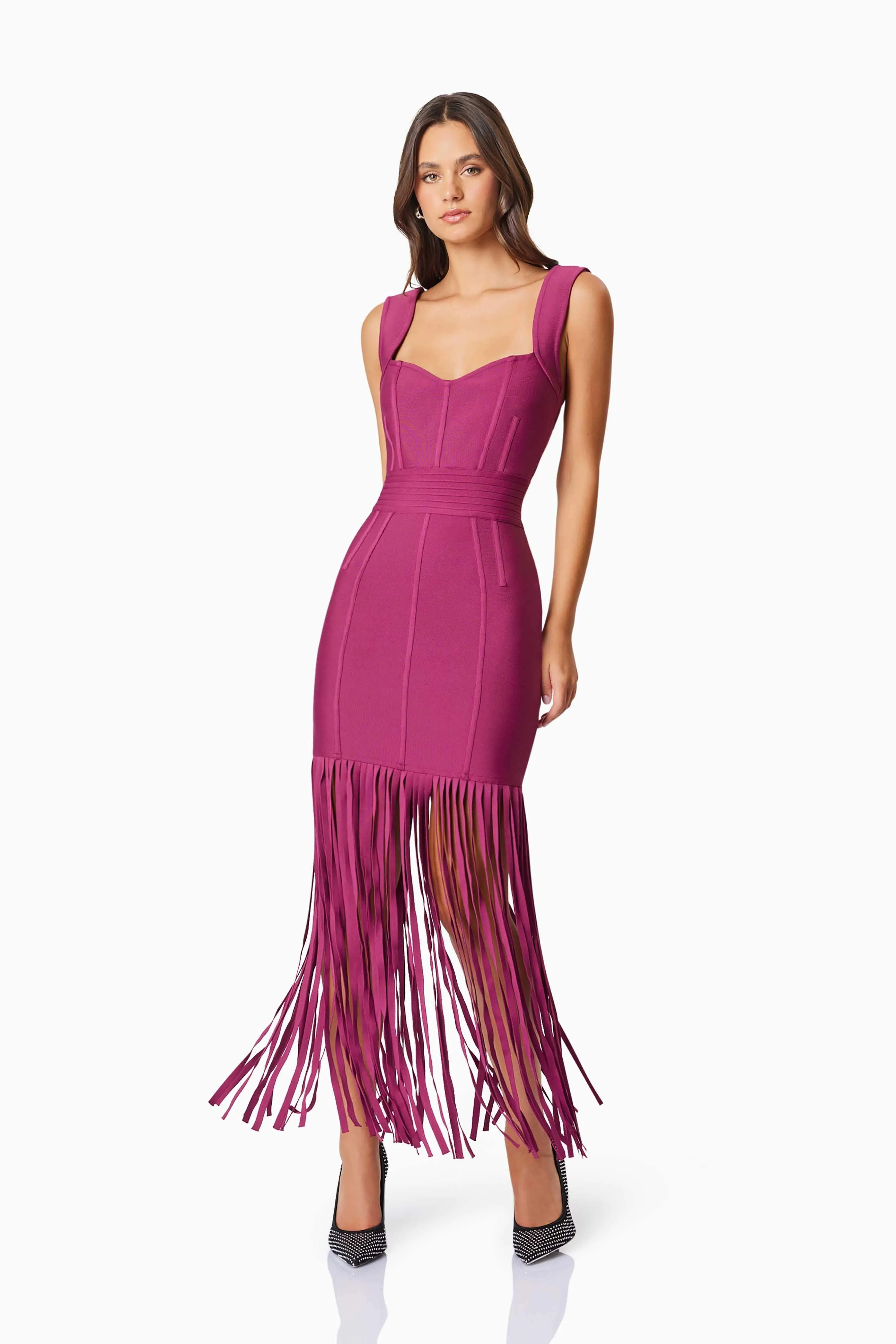 Ella Party Cocktail Midi Dress In Red