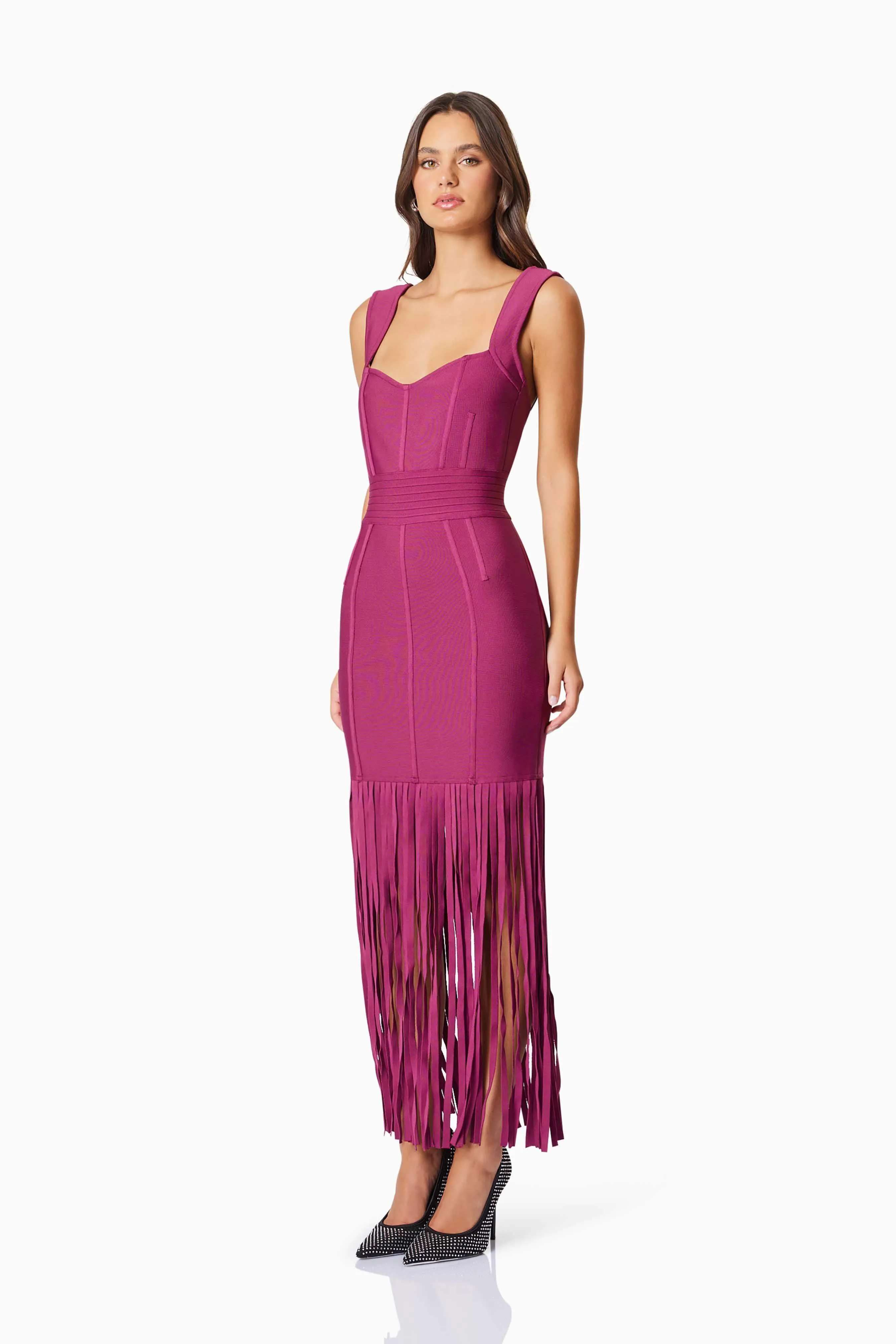 Ella Party Cocktail Midi Dress In Red