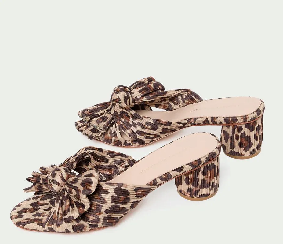 Emilia Leopard Pleated Bow Sandal