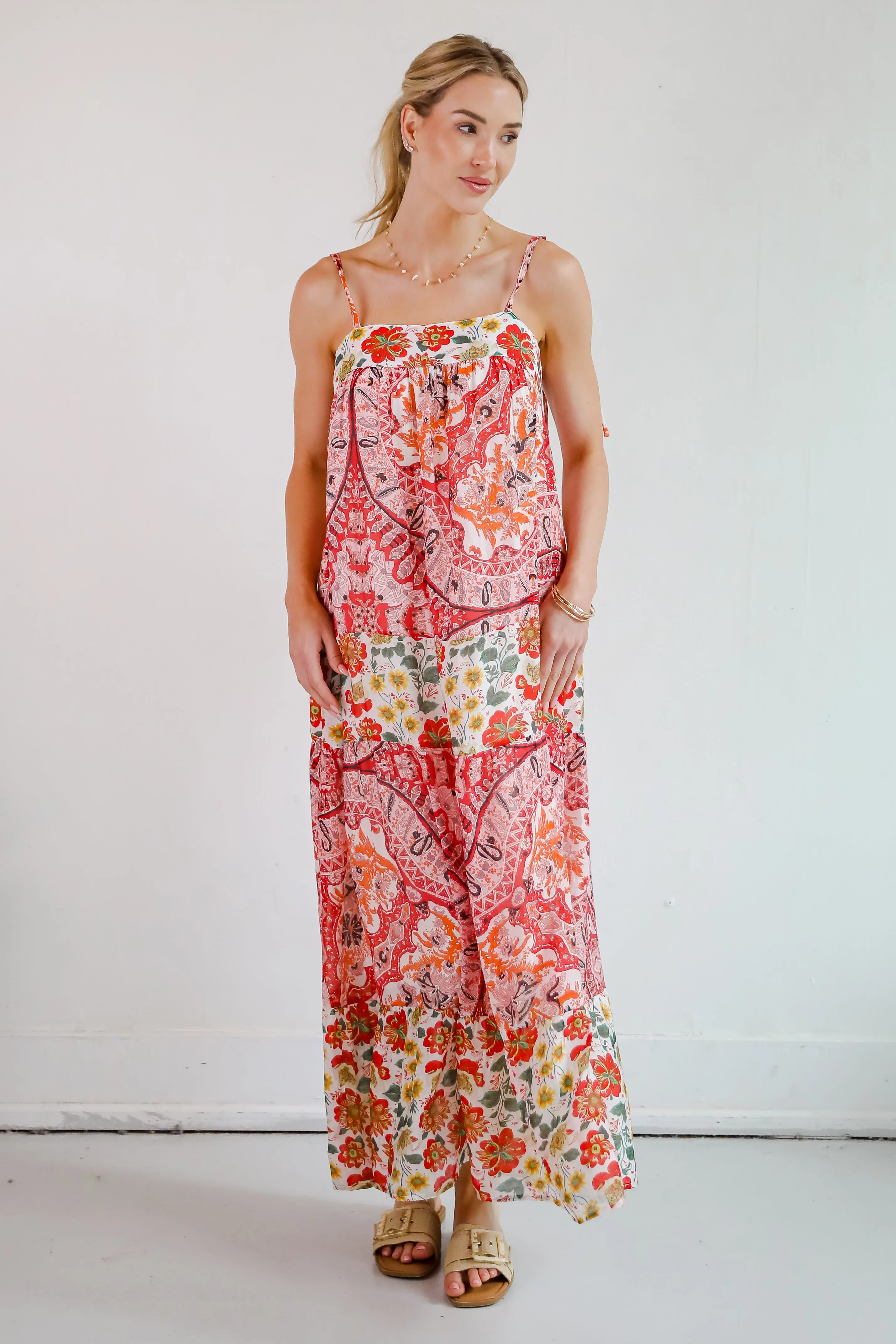 Everlasting Bliss Red Floral Maxi Dress
