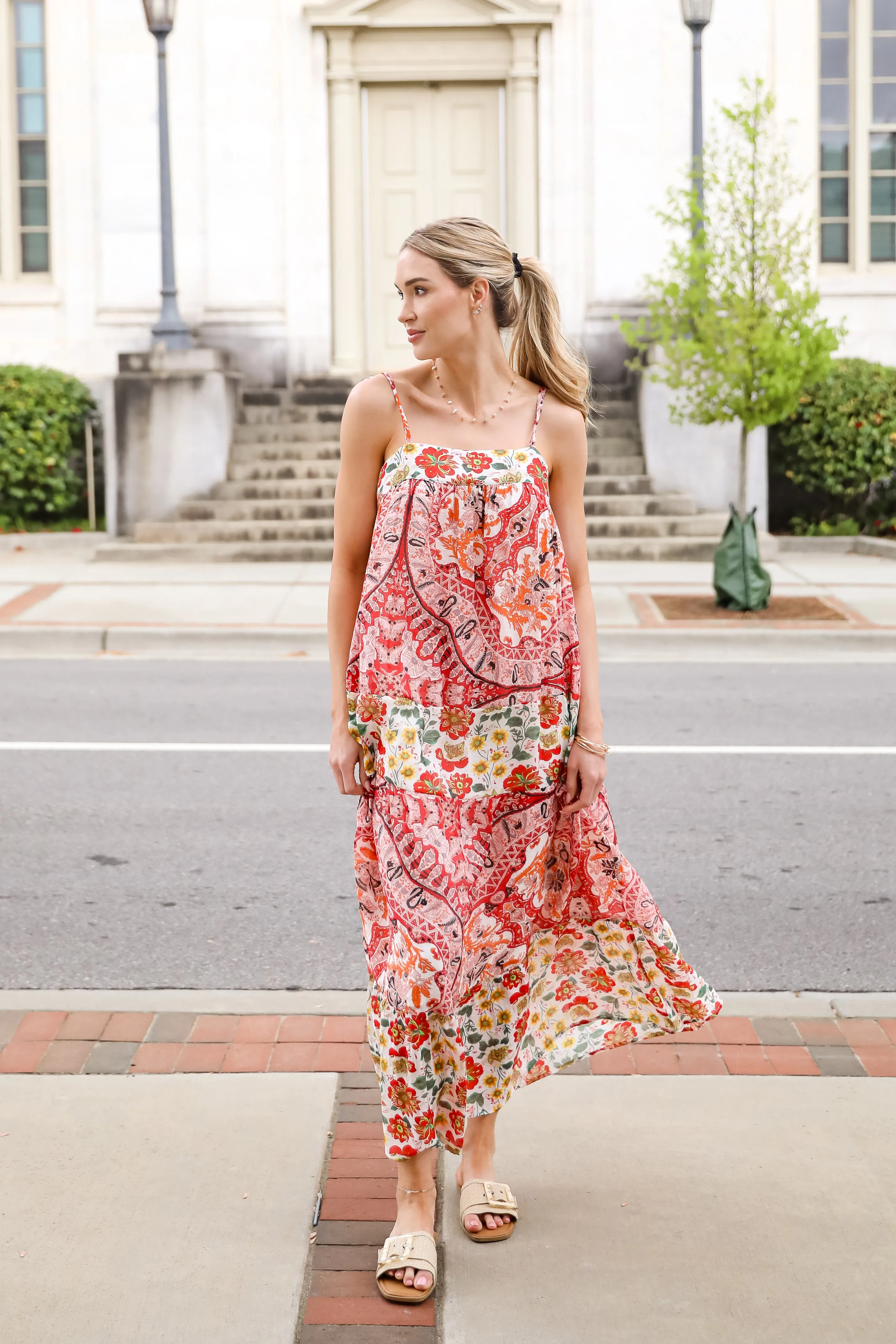 Everlasting Bliss Red Floral Maxi Dress