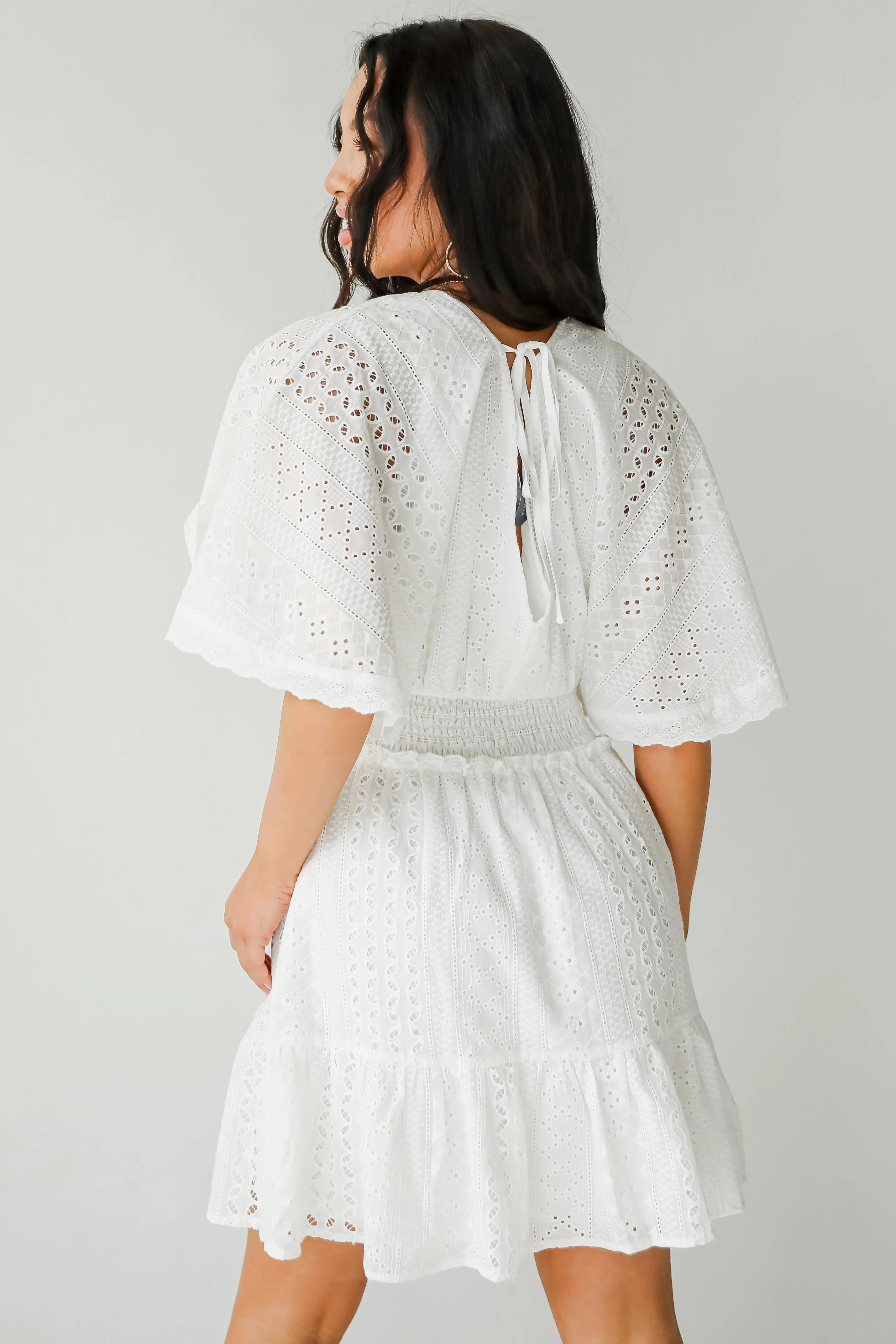 Extraordinary Presence White Eyelet Mini Dress