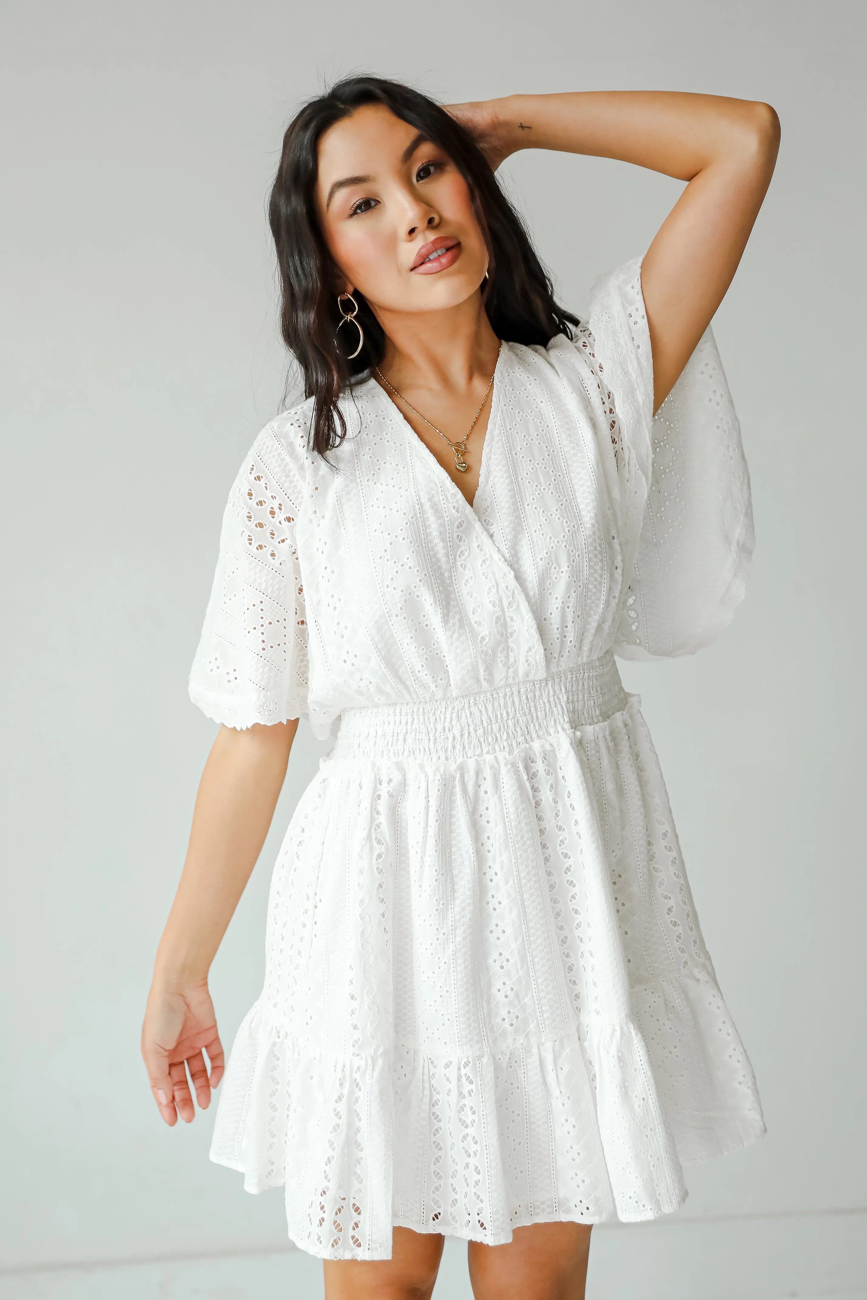 Extraordinary Presence White Eyelet Mini Dress