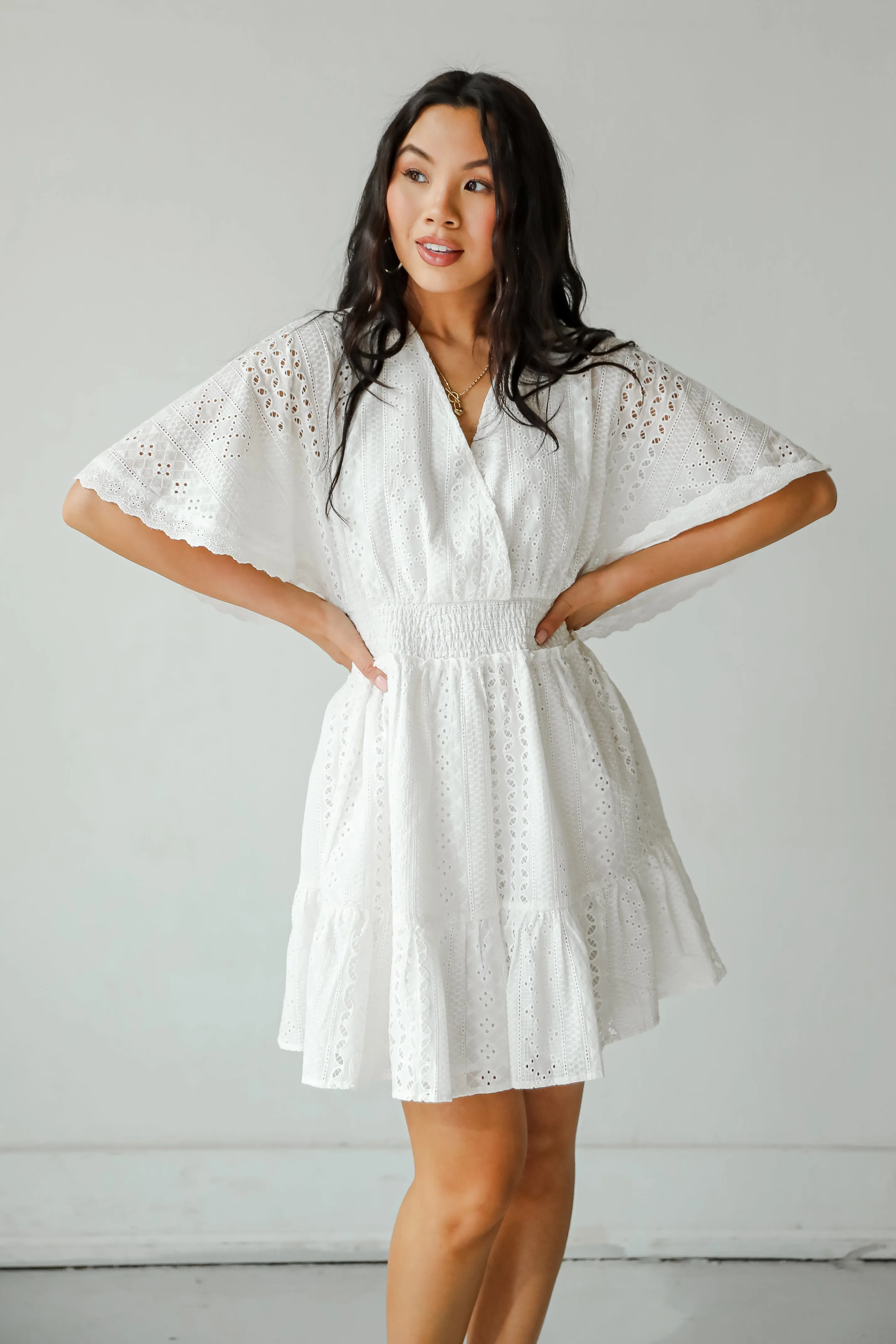 Extraordinary Presence White Eyelet Mini Dress