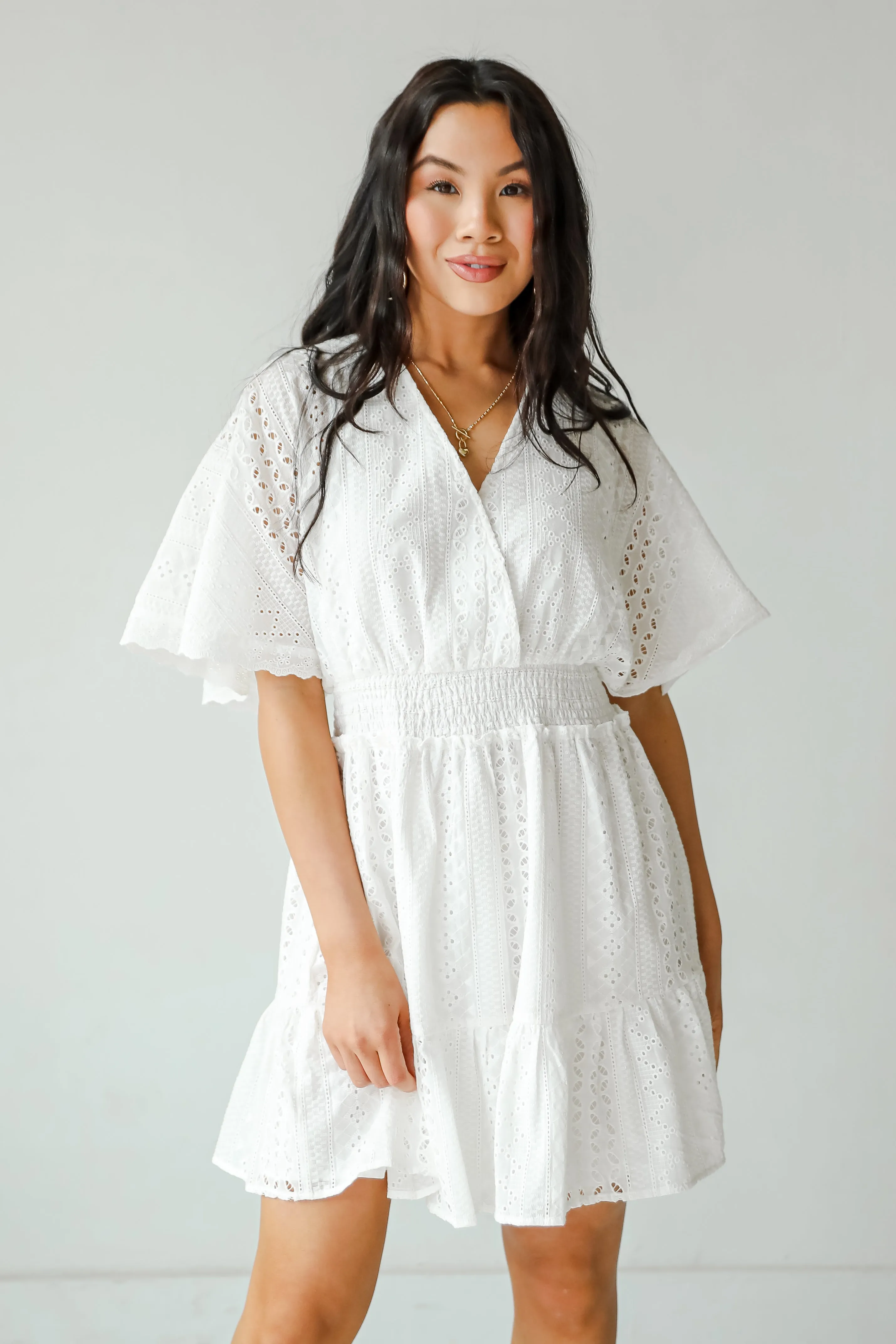 Extraordinary Presence White Eyelet Mini Dress
