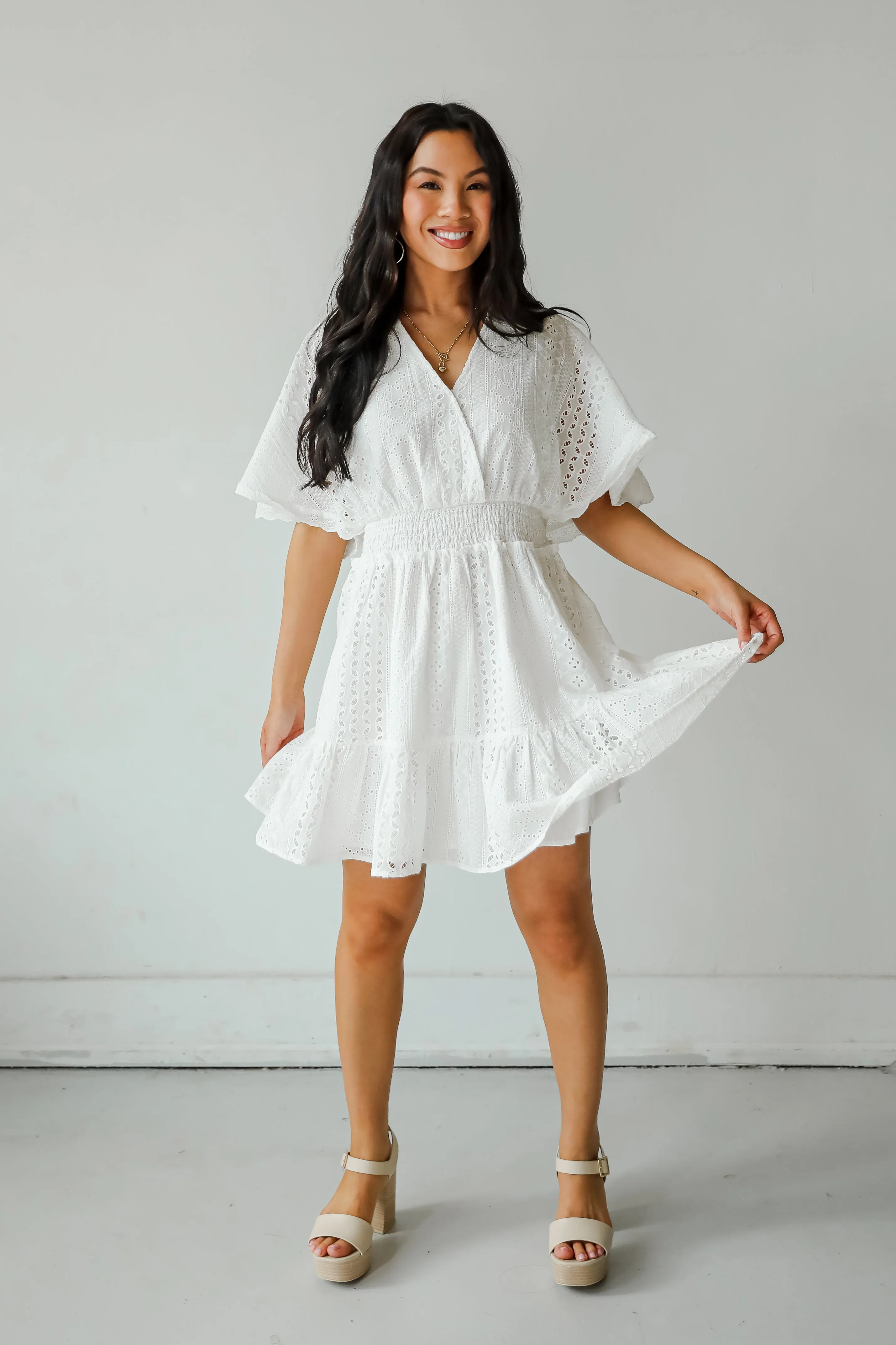 Extraordinary Presence White Eyelet Mini Dress