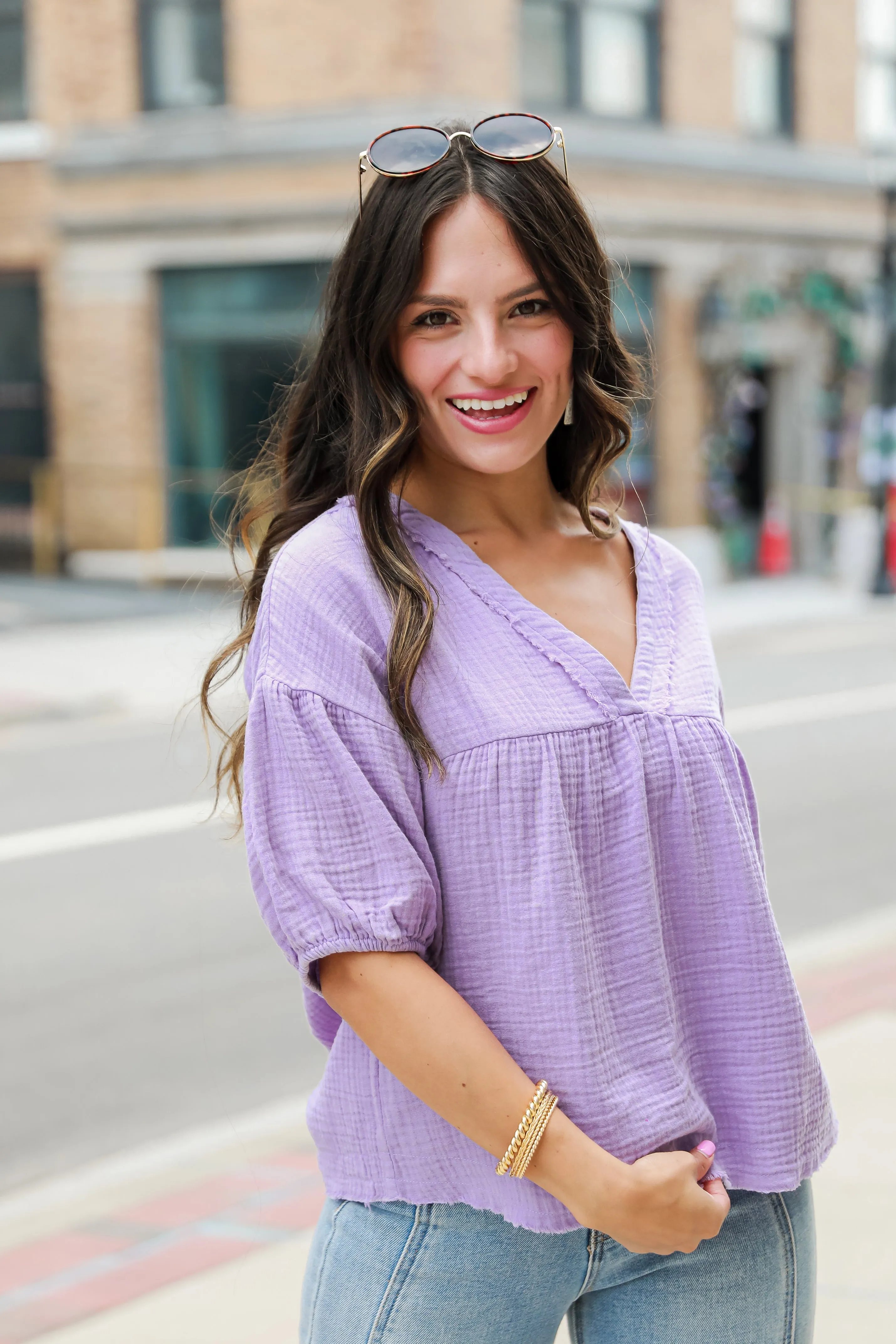 FINAL SALE - Adore The Feeling Linen Babydoll Blouse