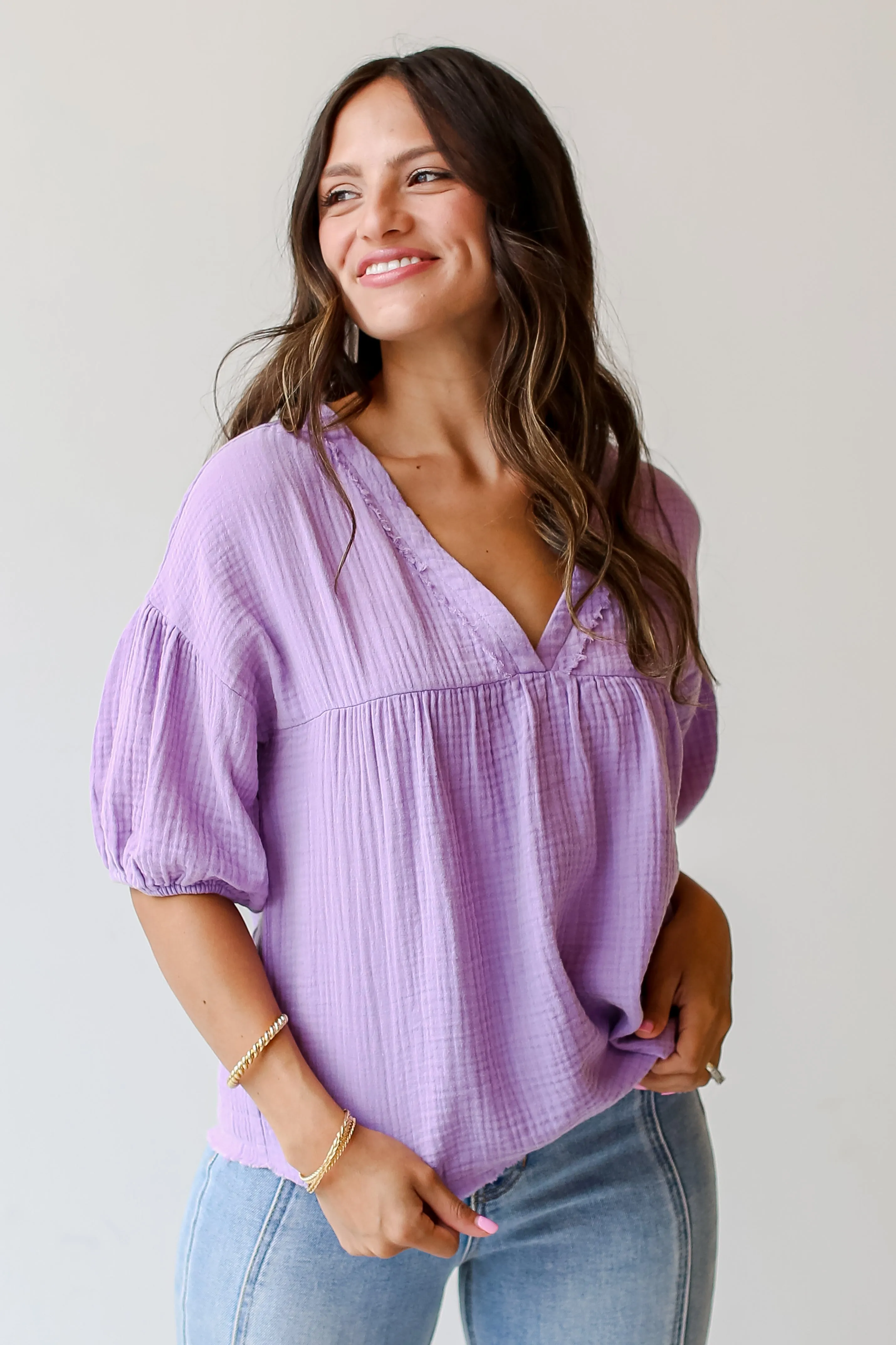 FINAL SALE - Adore The Feeling Linen Babydoll Blouse