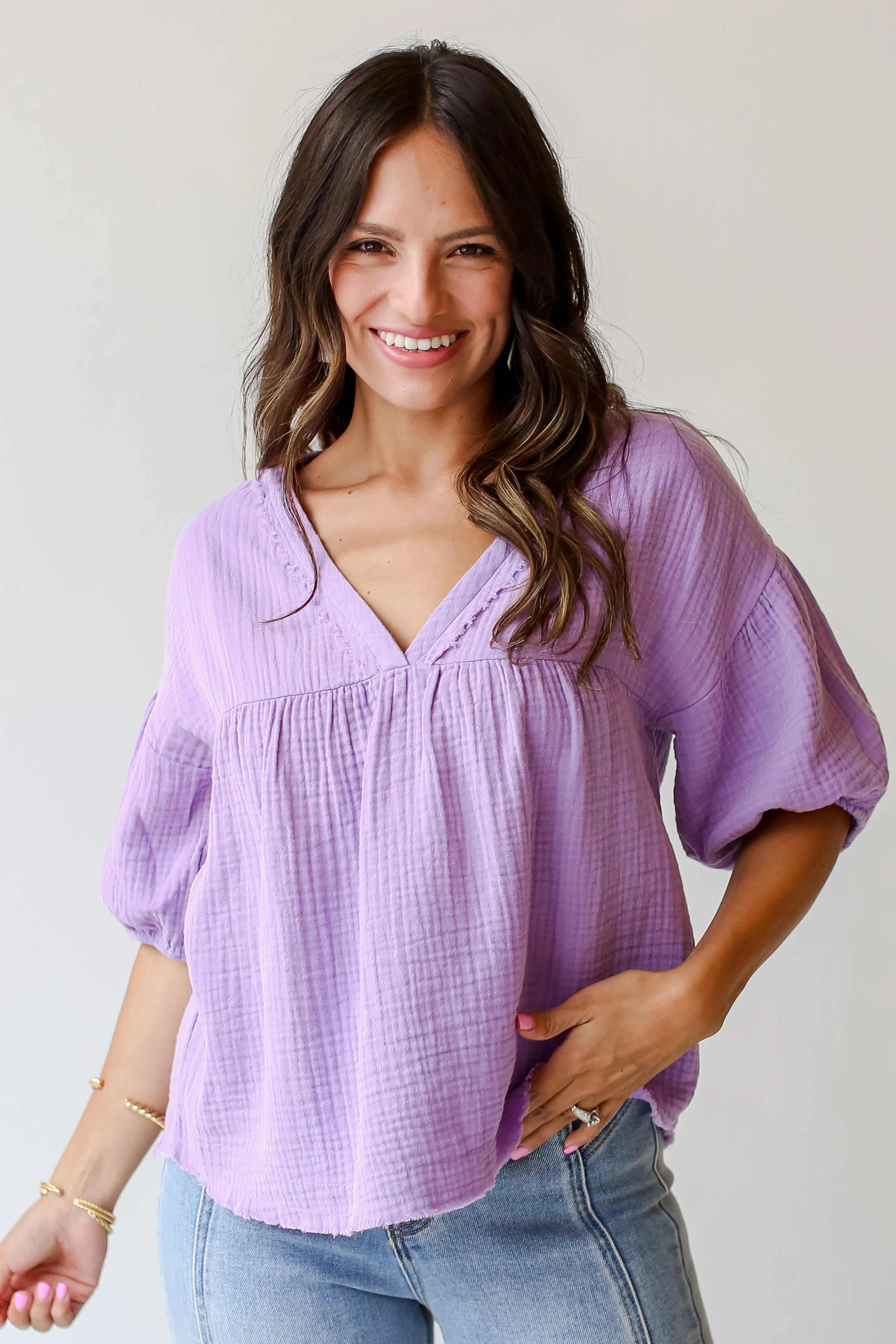 FINAL SALE - Adore The Feeling Linen Babydoll Blouse