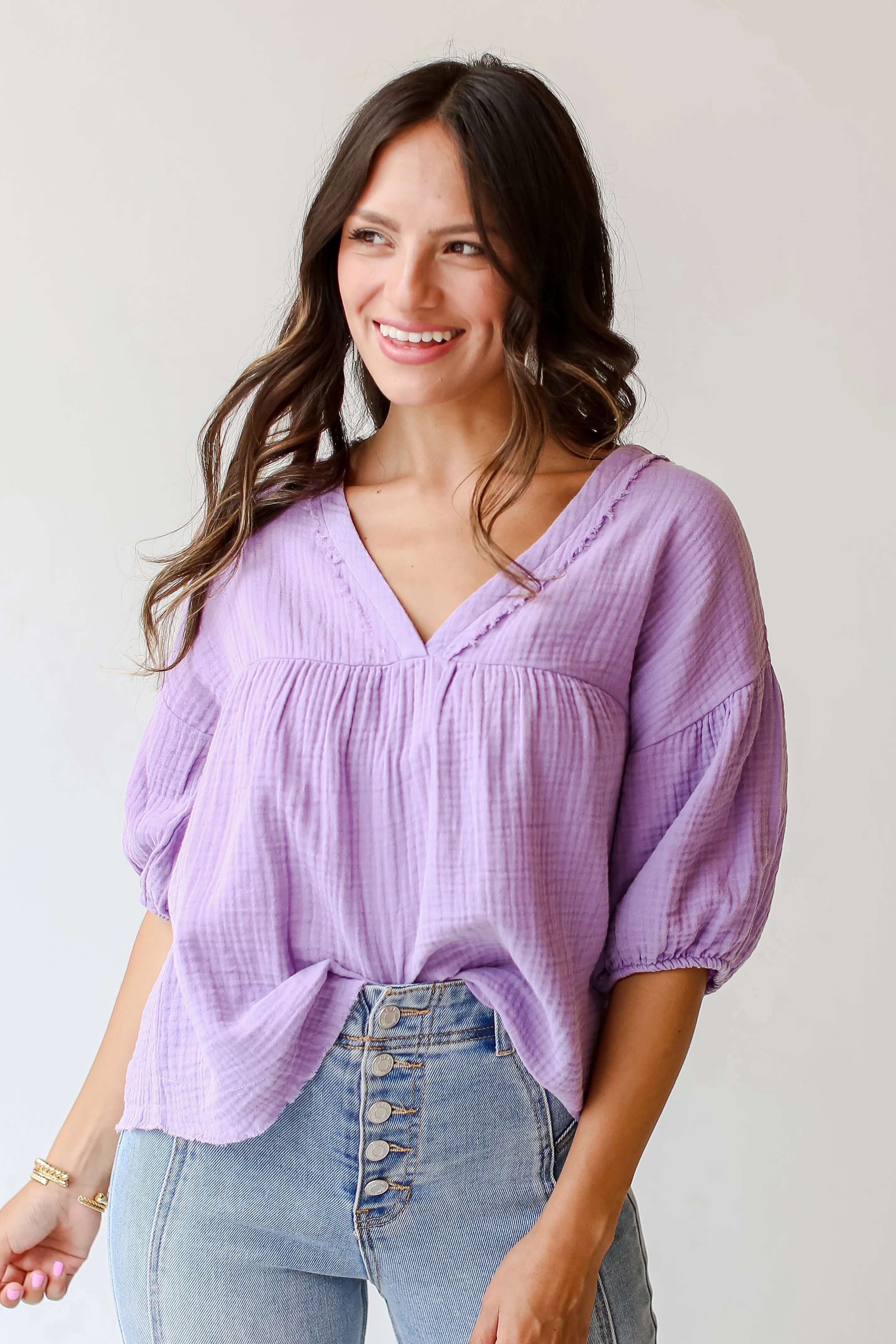FINAL SALE - Adore The Feeling Linen Babydoll Blouse