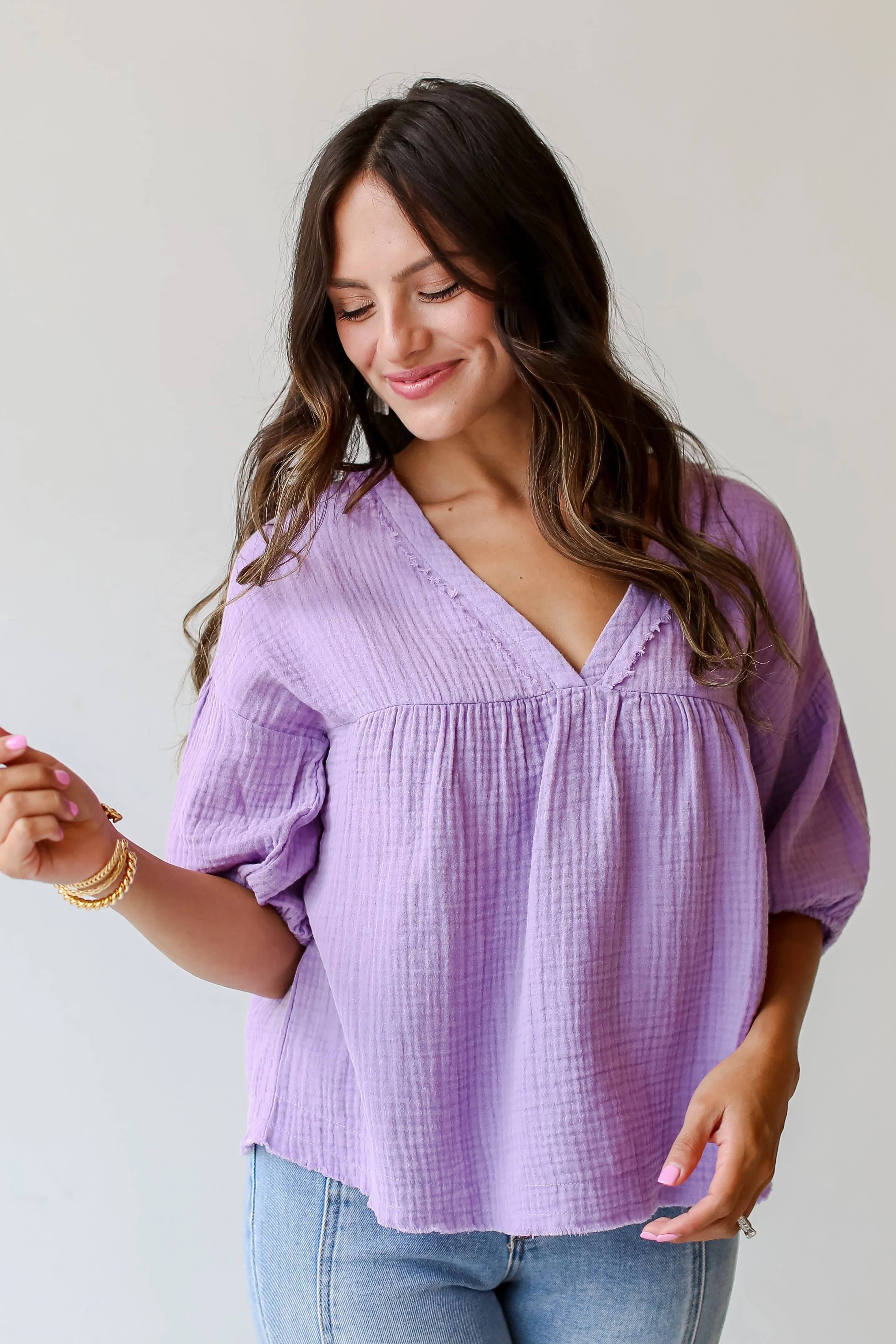 FINAL SALE - Adore The Feeling Linen Babydoll Blouse