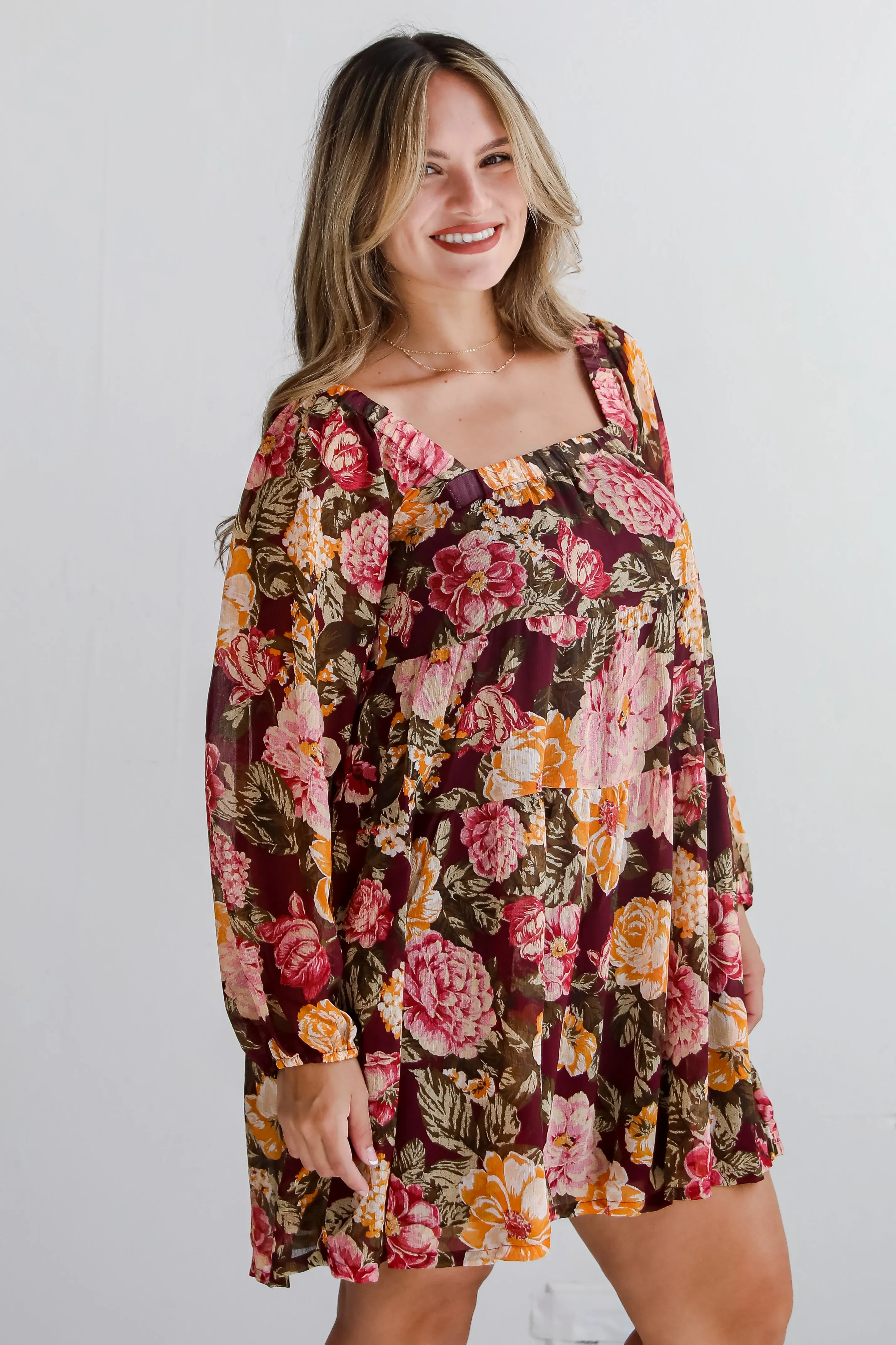 FINAL SALE - Breathtaking View Plum Floral Mini Dress