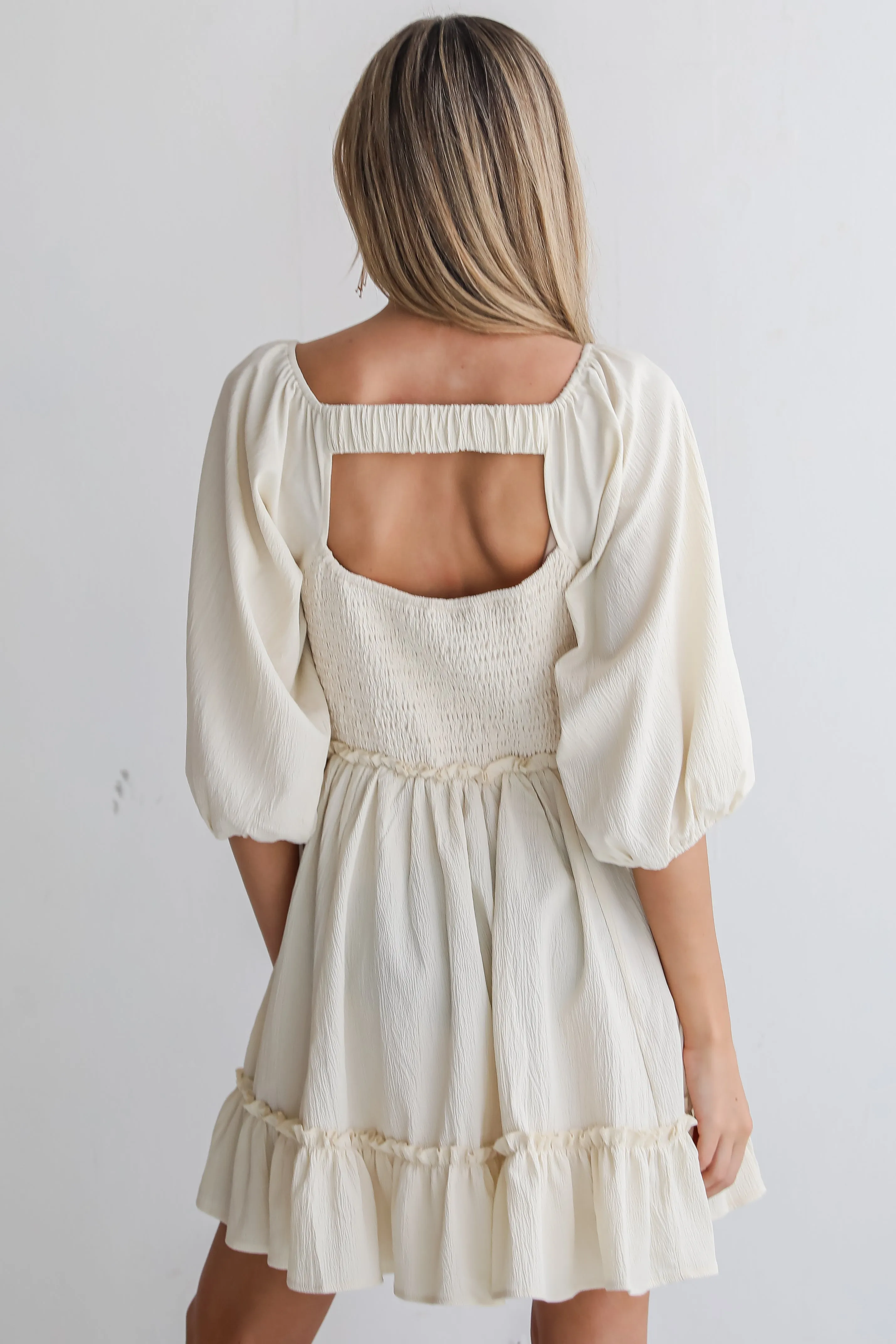 FINAL SALE - Divine Silhouette Cream Mini Dress