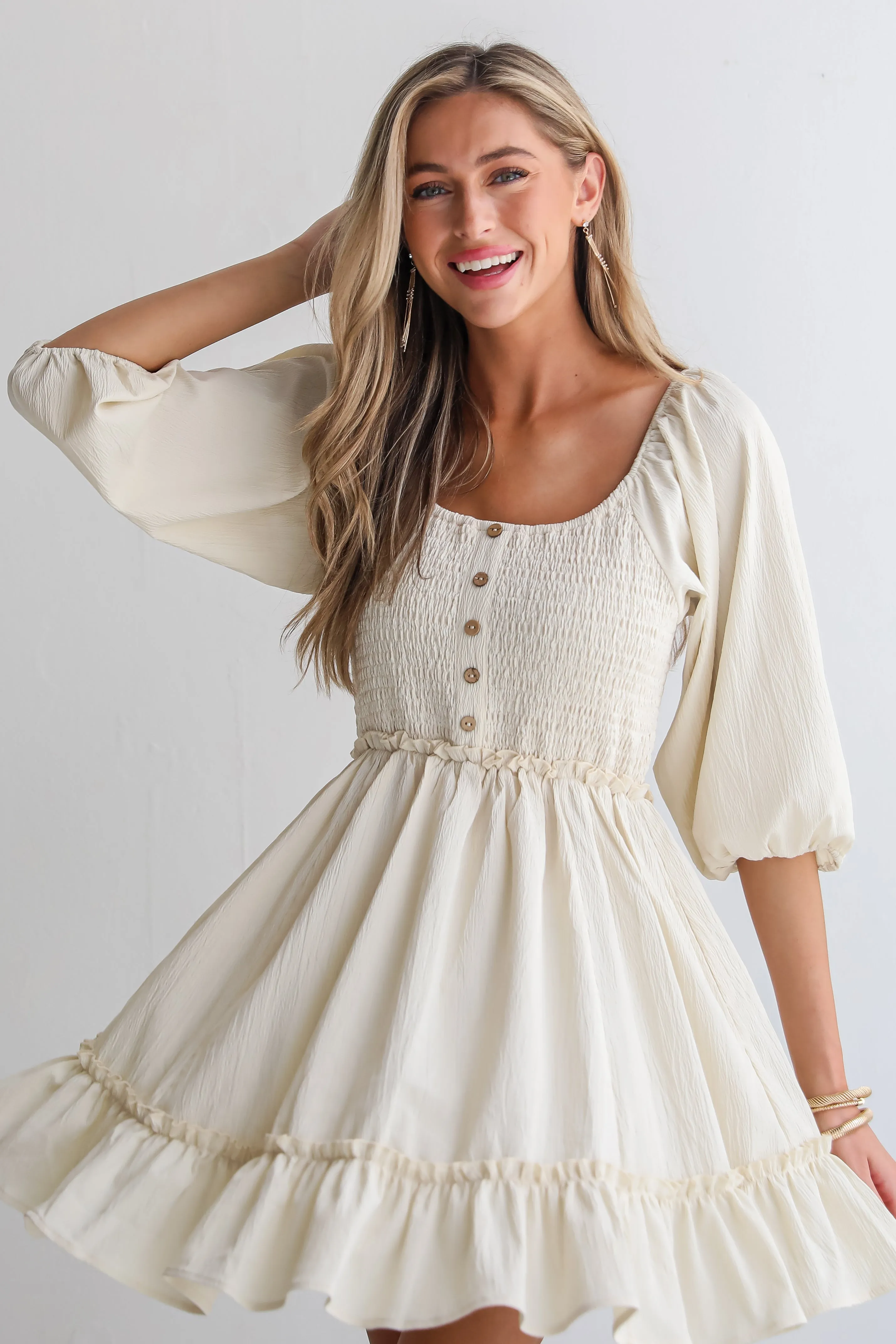 FINAL SALE - Divine Silhouette Cream Mini Dress