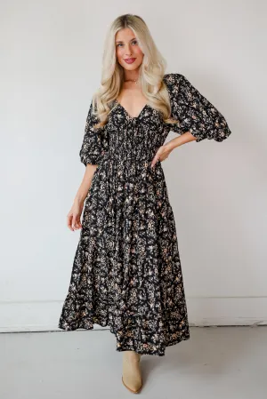 FINAL SALE - Meet For Tea Black Floral Maxi Dress