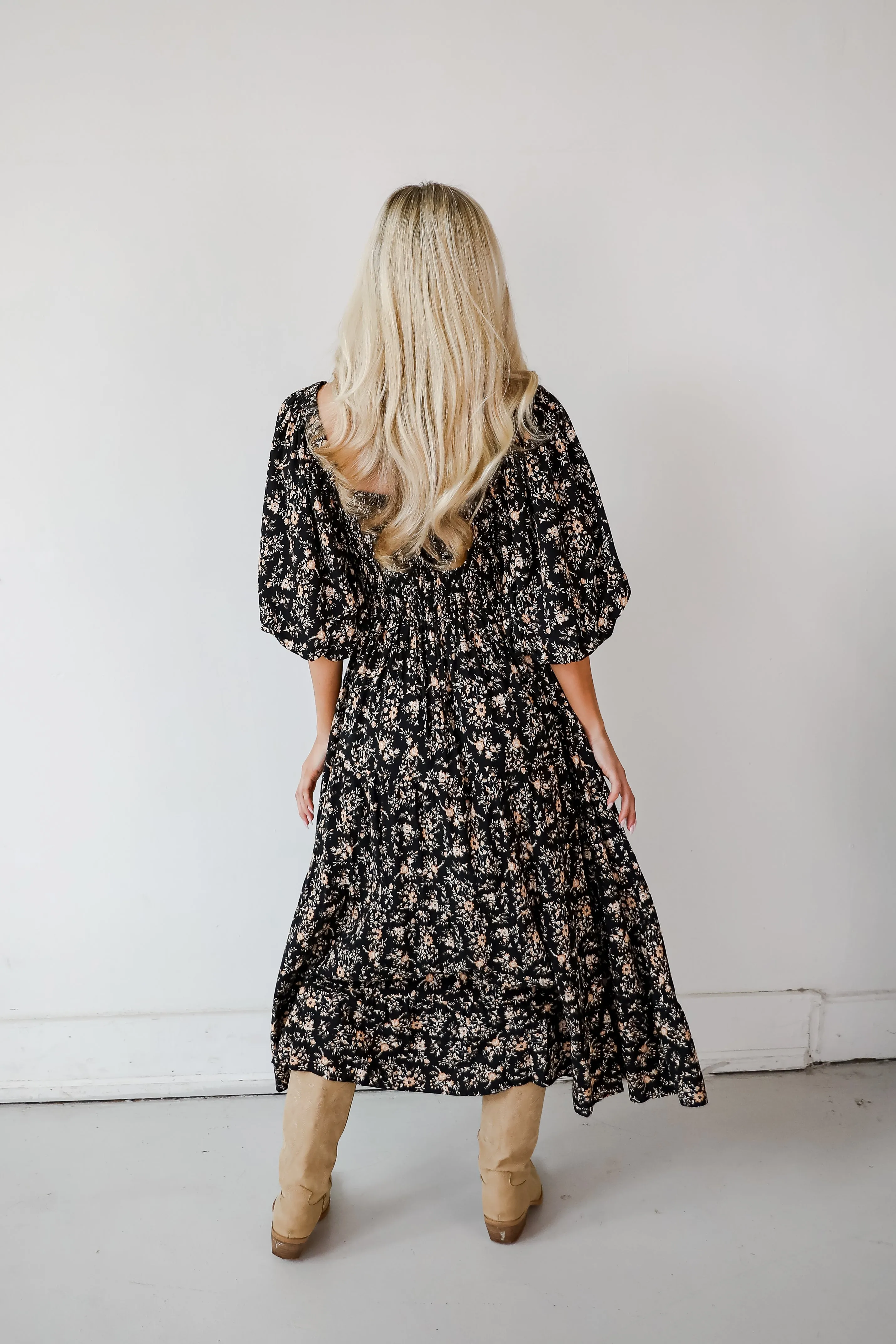 FINAL SALE - Meet For Tea Black Floral Maxi Dress