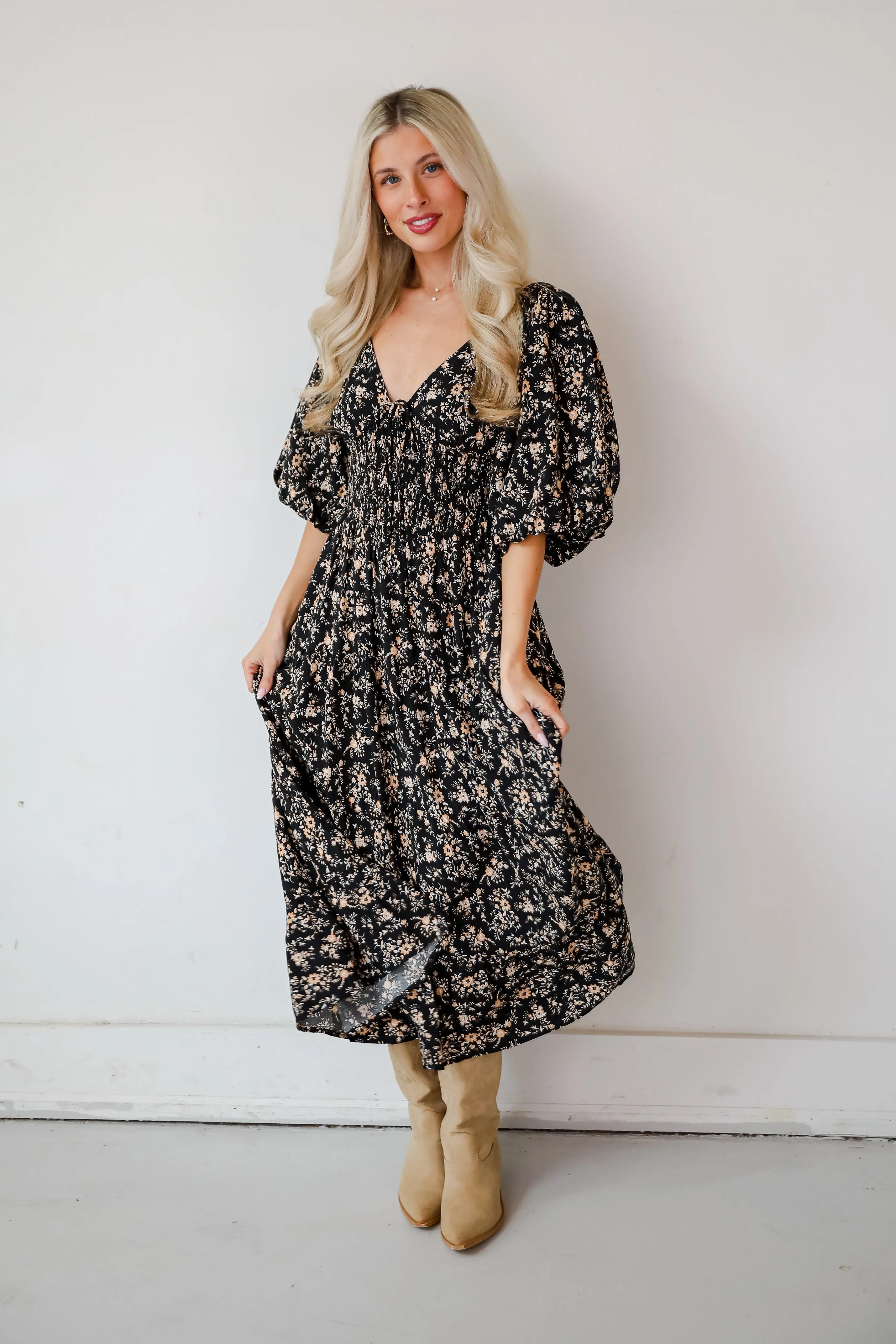 FINAL SALE - Meet For Tea Black Floral Maxi Dress