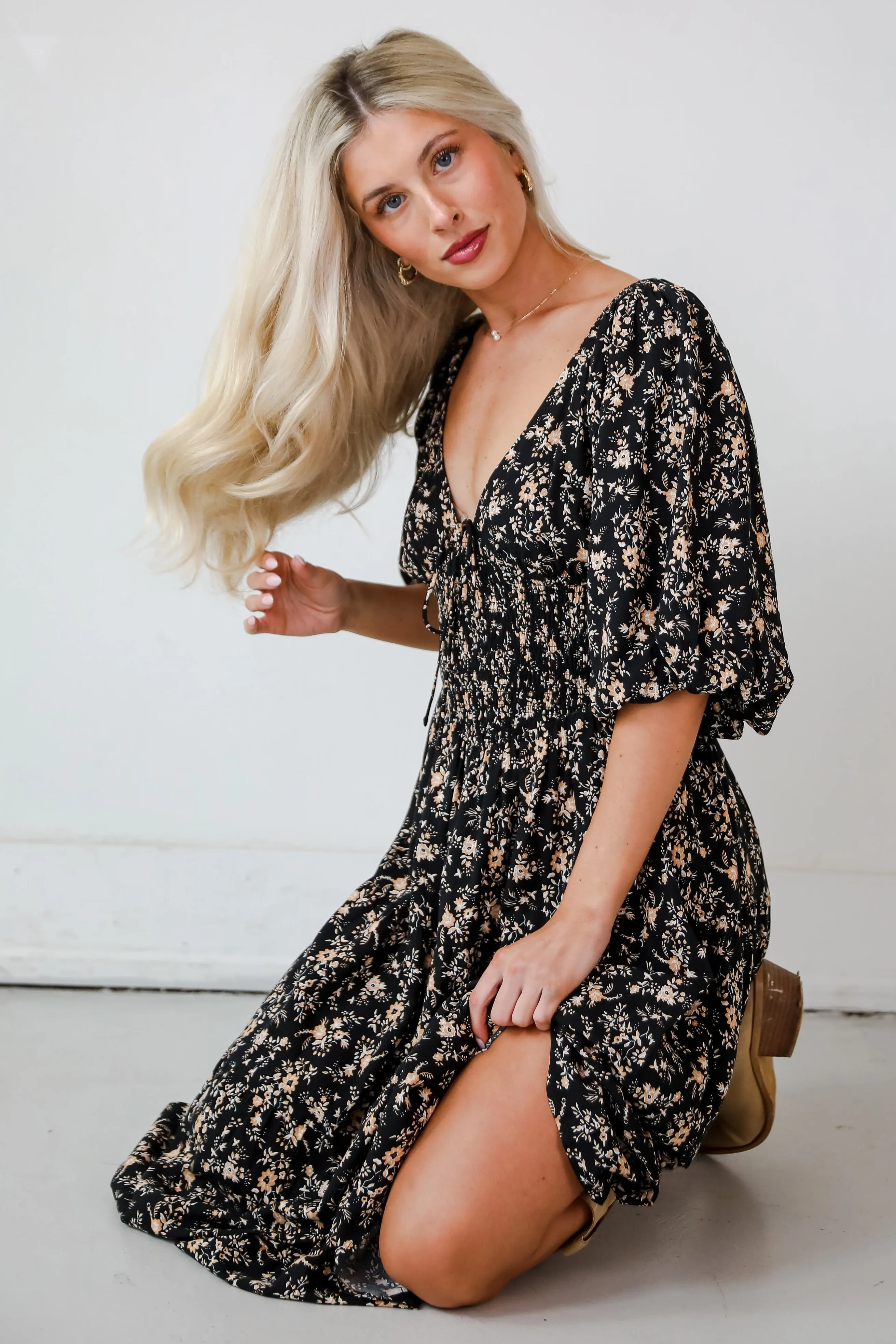 FINAL SALE - Meet For Tea Black Floral Maxi Dress