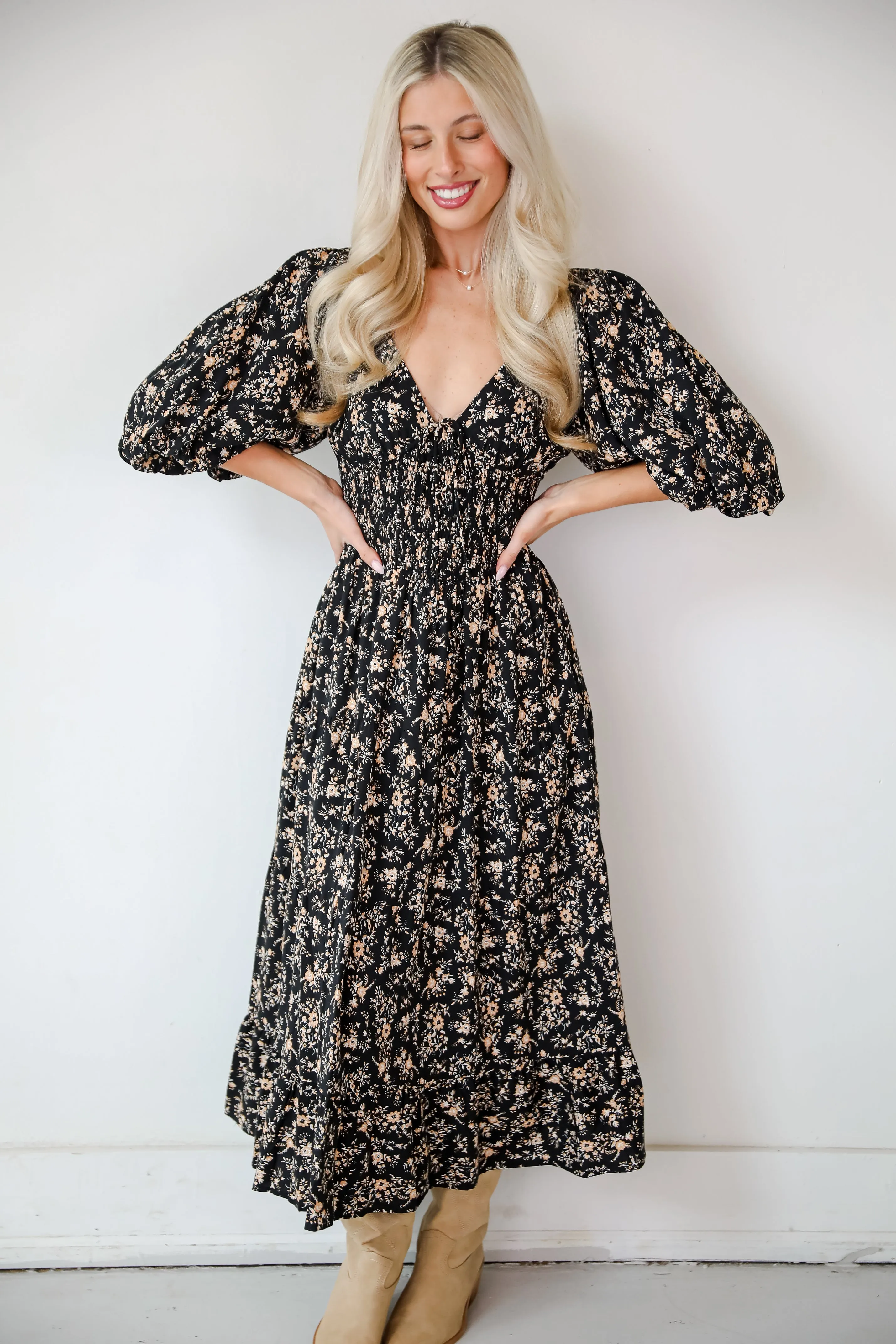 FINAL SALE - Meet For Tea Black Floral Maxi Dress