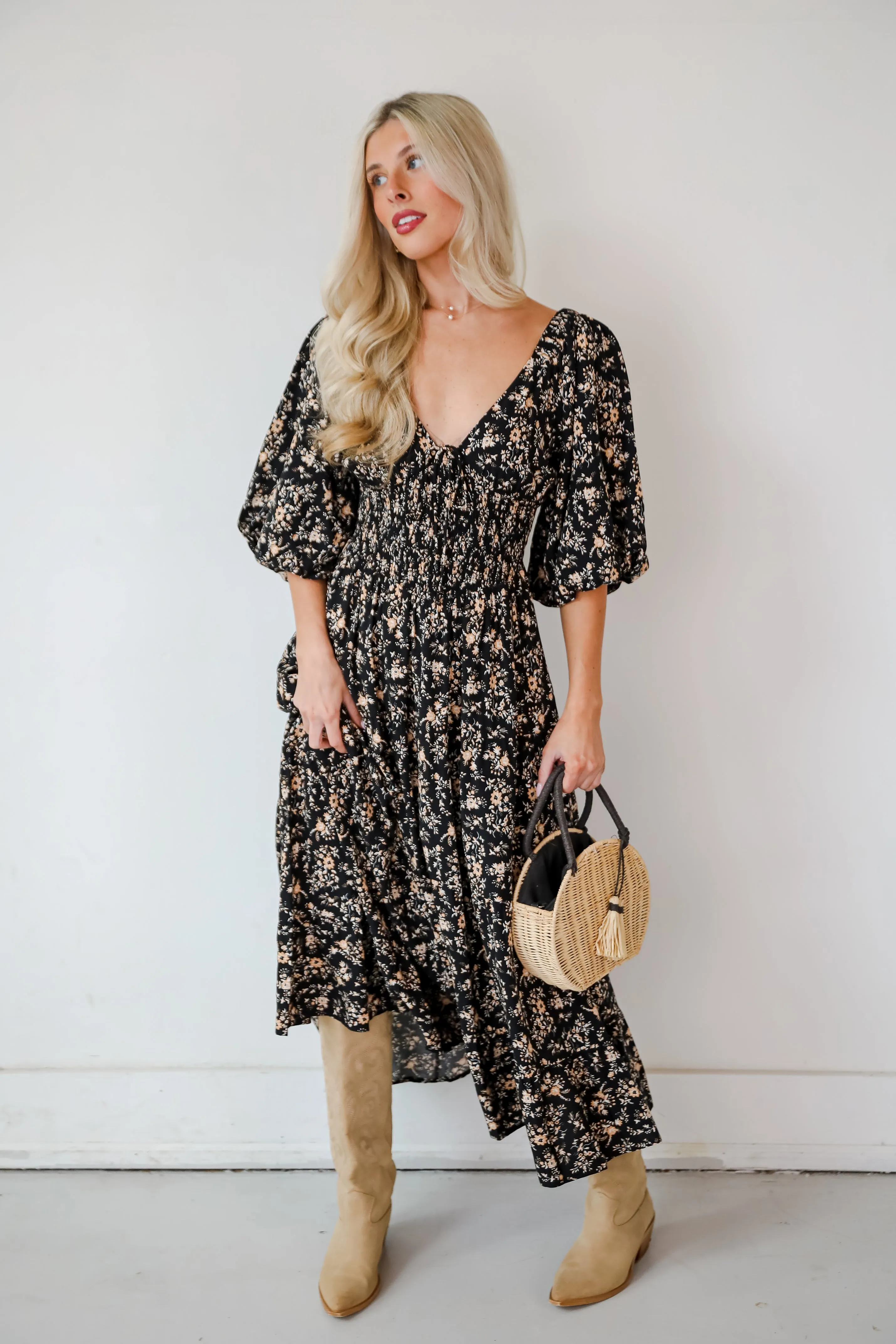 FINAL SALE - Meet For Tea Black Floral Maxi Dress
