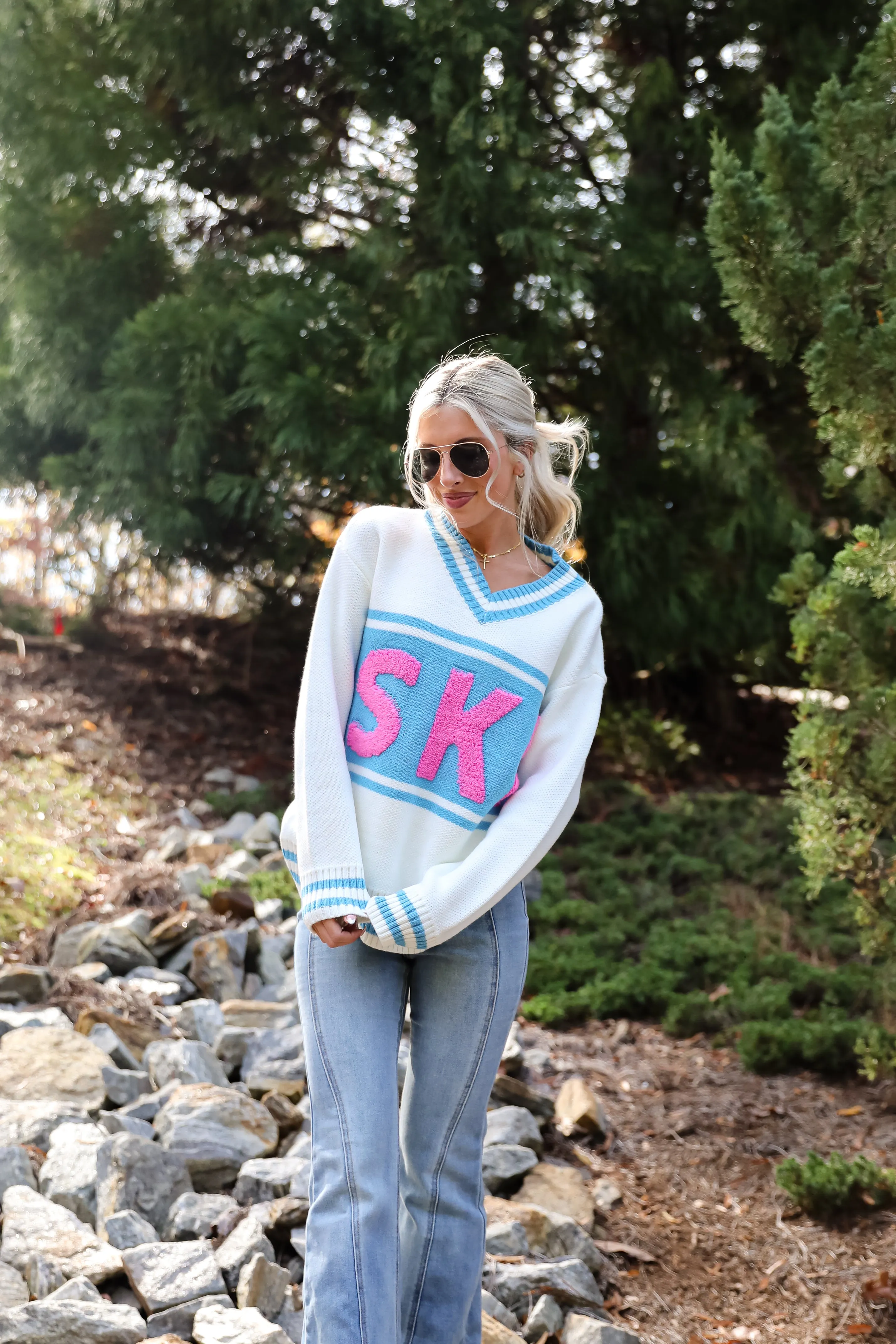 FINAL SALE - Moments Of Cozy Off White Ski Varsity Sweater