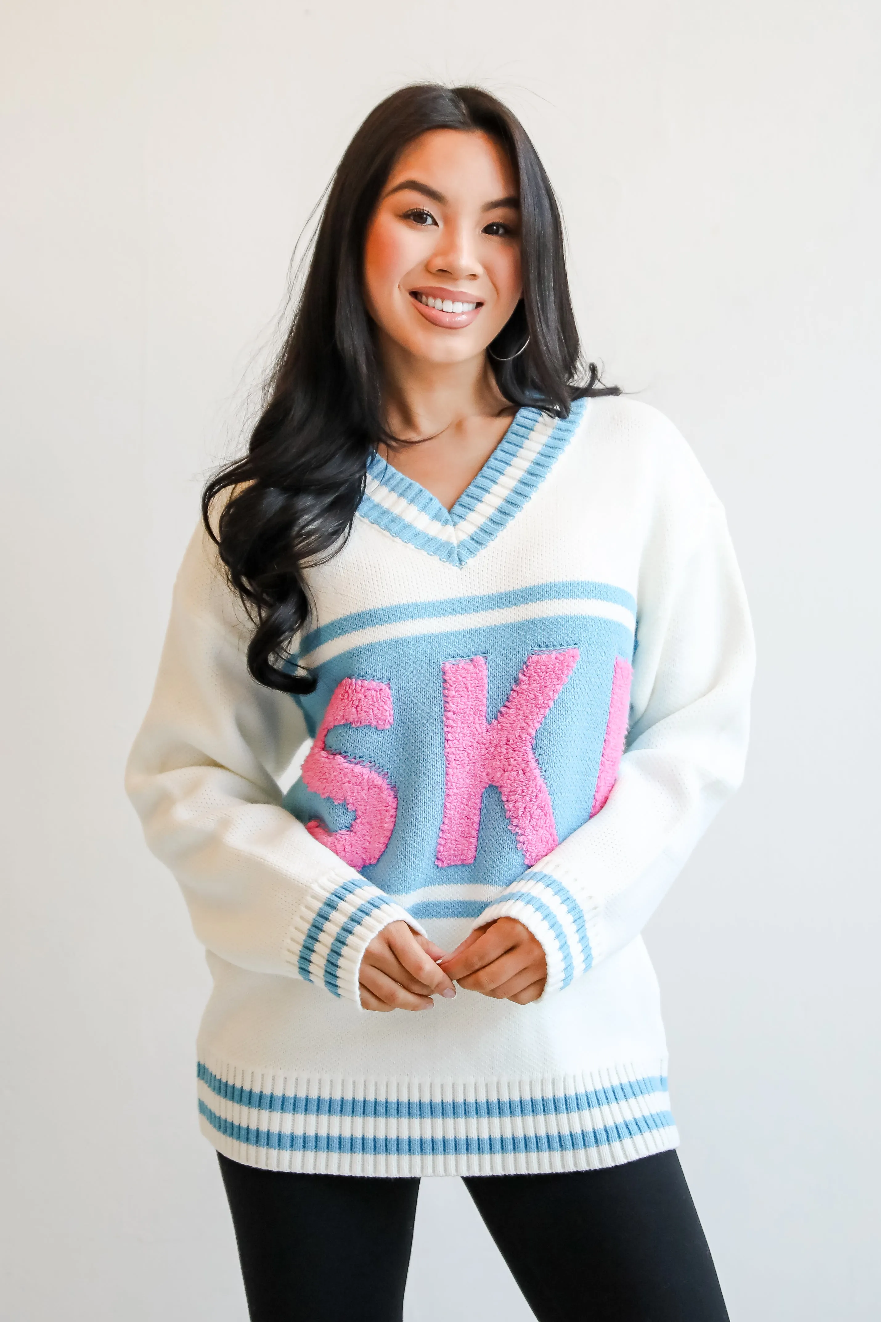 FINAL SALE - Moments Of Cozy Off White Ski Varsity Sweater