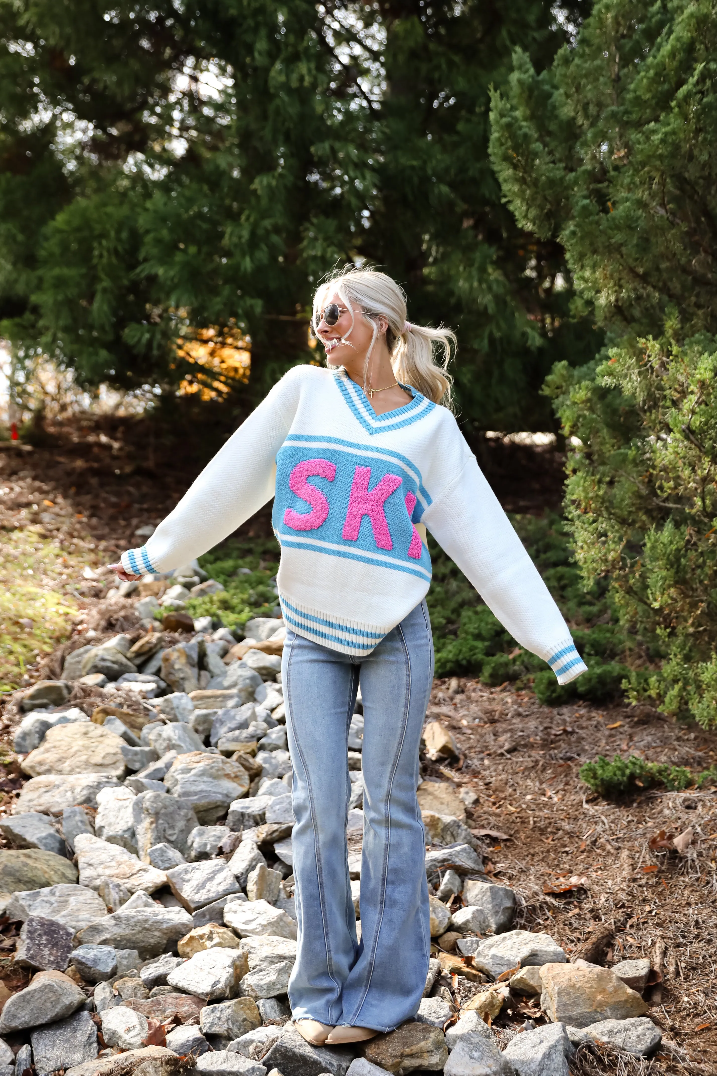 FINAL SALE - Moments Of Cozy Off White Ski Varsity Sweater