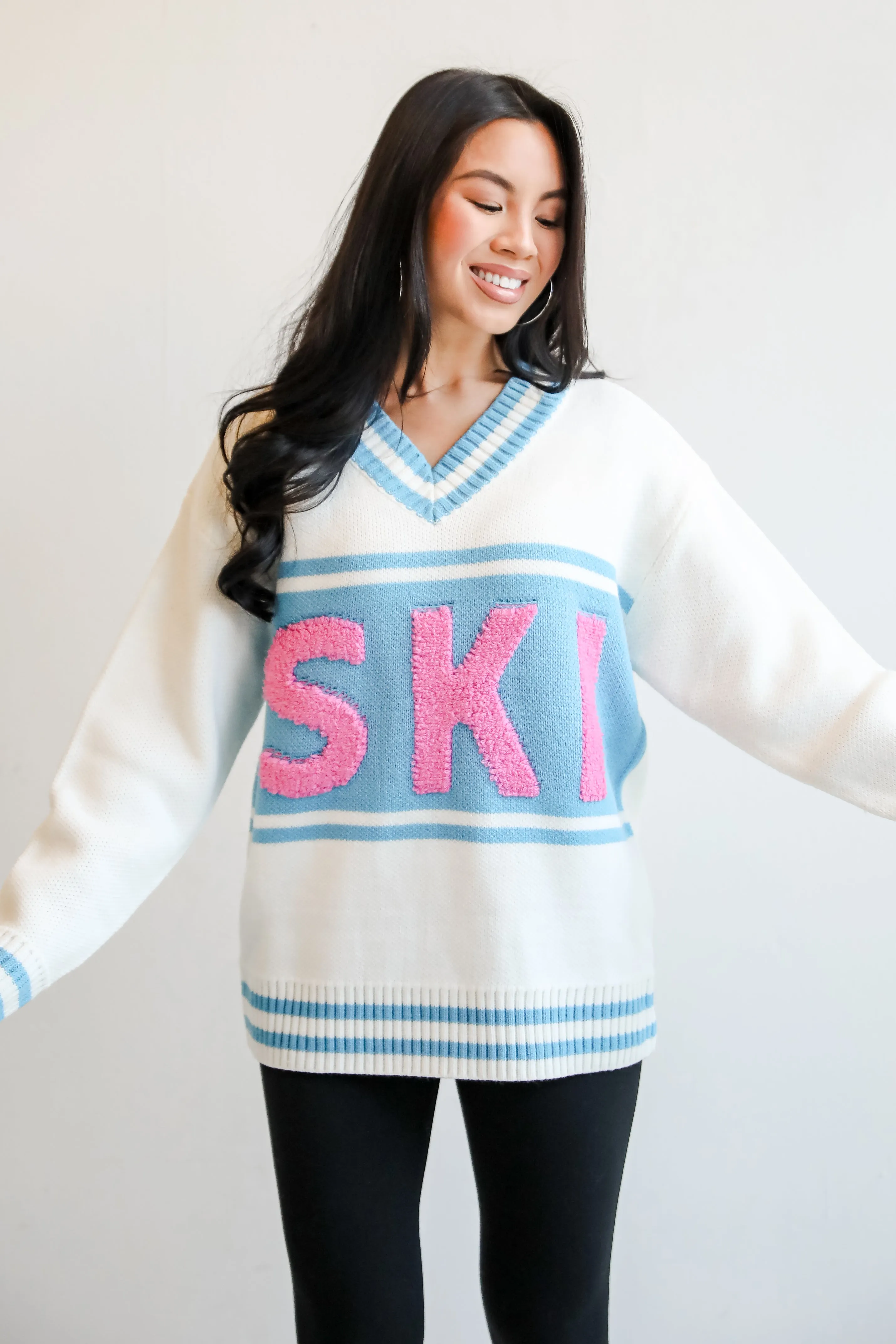 FINAL SALE - Moments Of Cozy Off White Ski Varsity Sweater