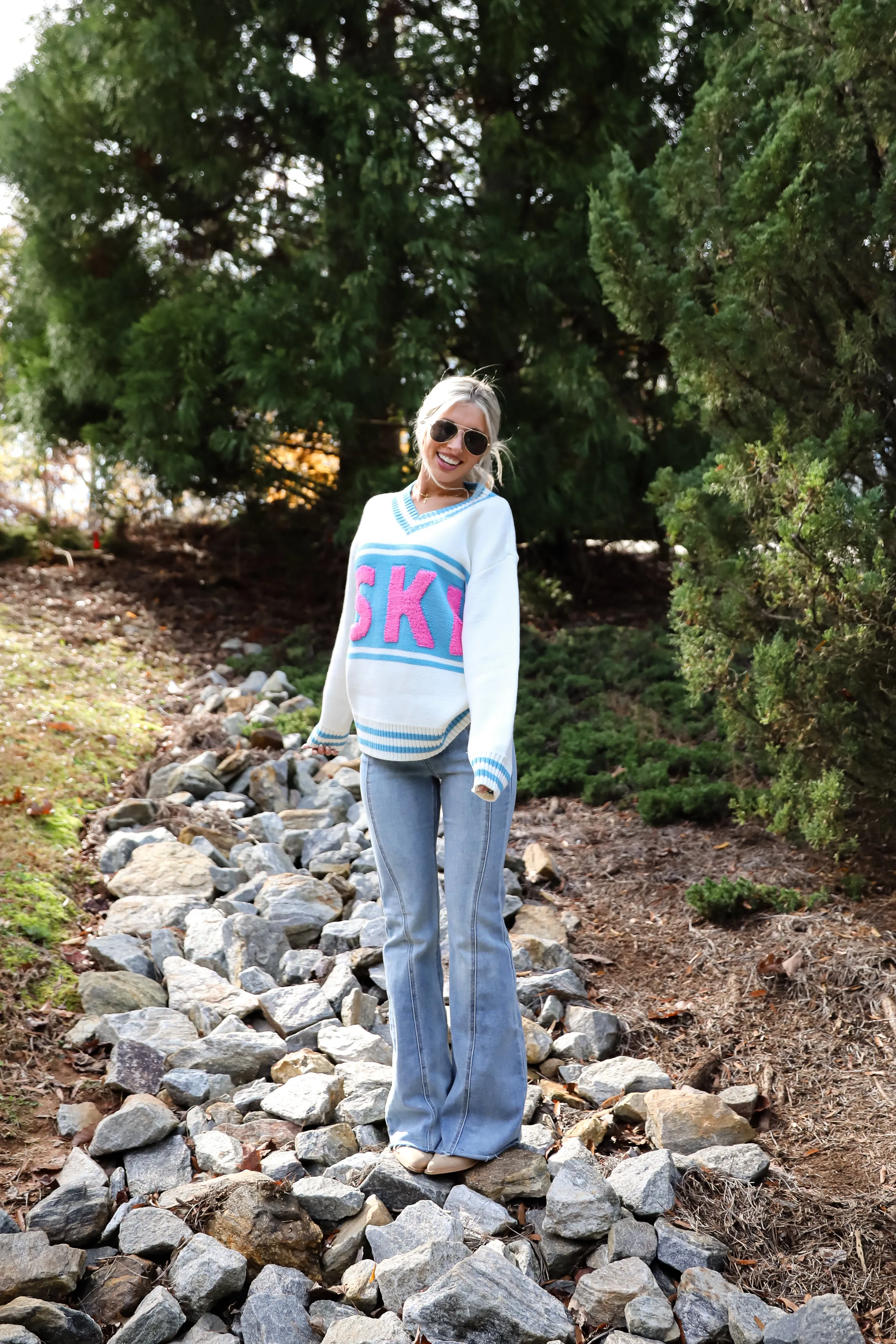 FINAL SALE - Moments Of Cozy Off White Ski Varsity Sweater