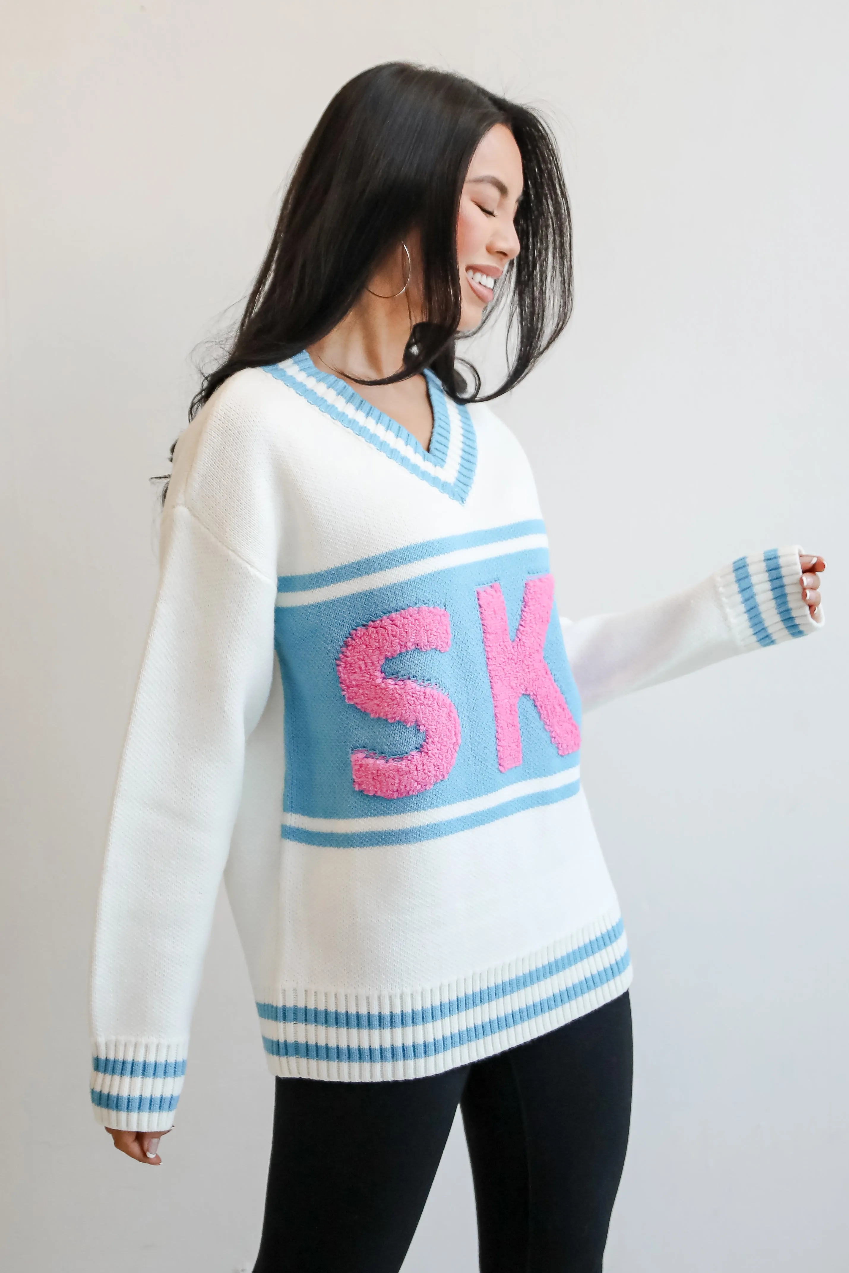FINAL SALE - Moments Of Cozy Off White Ski Varsity Sweater