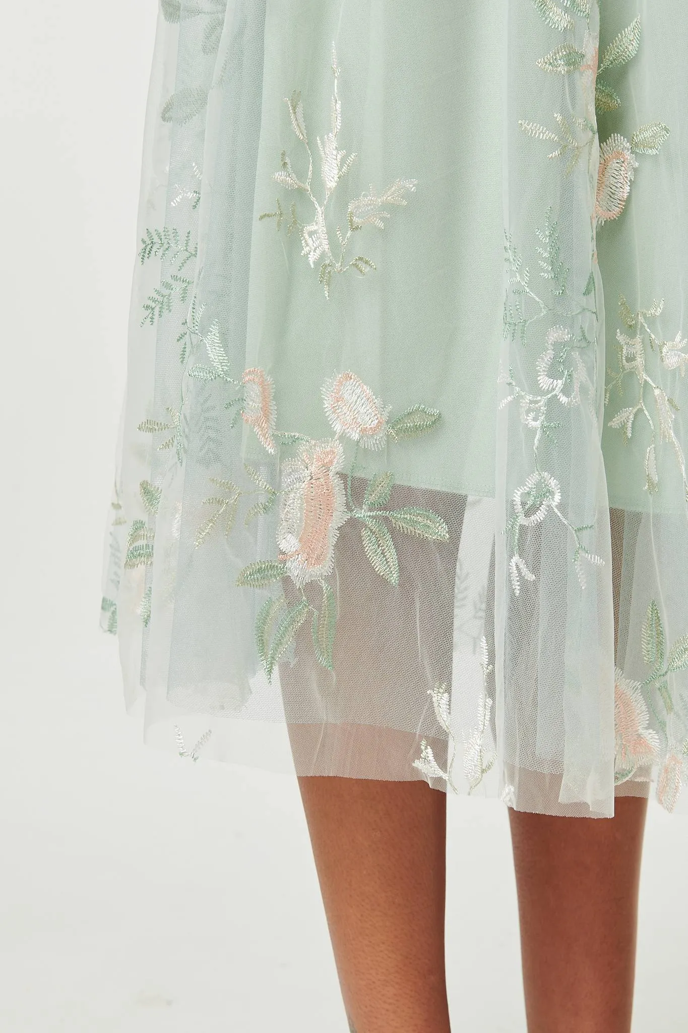 Floral Texture Semi Sheer Midi Skirt