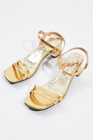 Gold Mid Heeled Sandals
