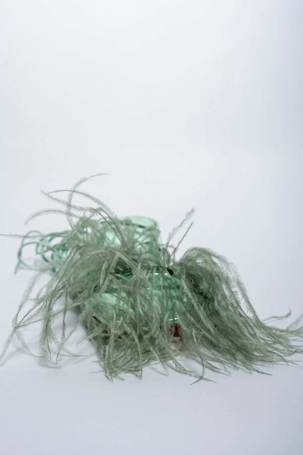 GREEN FEATHER STRAPPY SANDAL