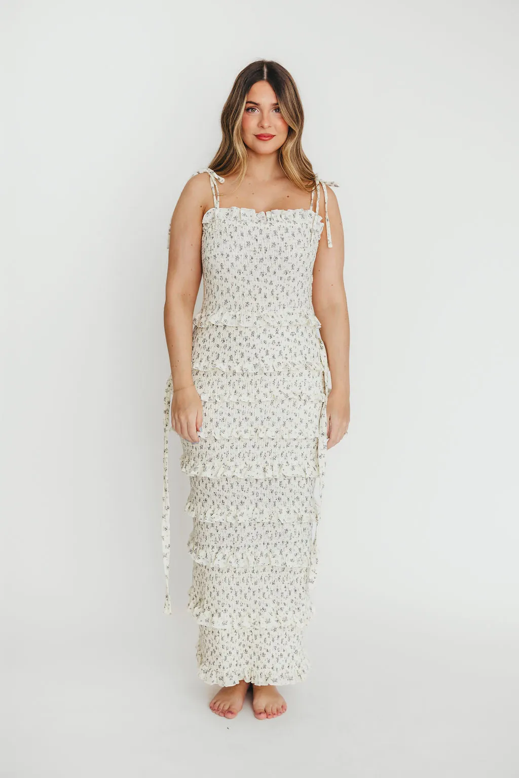 Harley Maxi Dress in Gray Floral - Bump Friendly