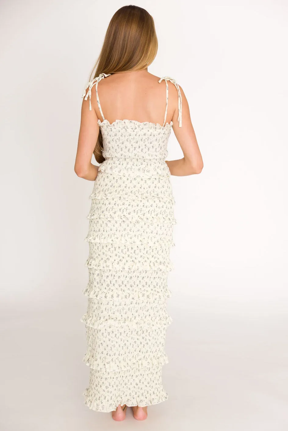 Harley Maxi Dress in Gray Floral - Bump Friendly
