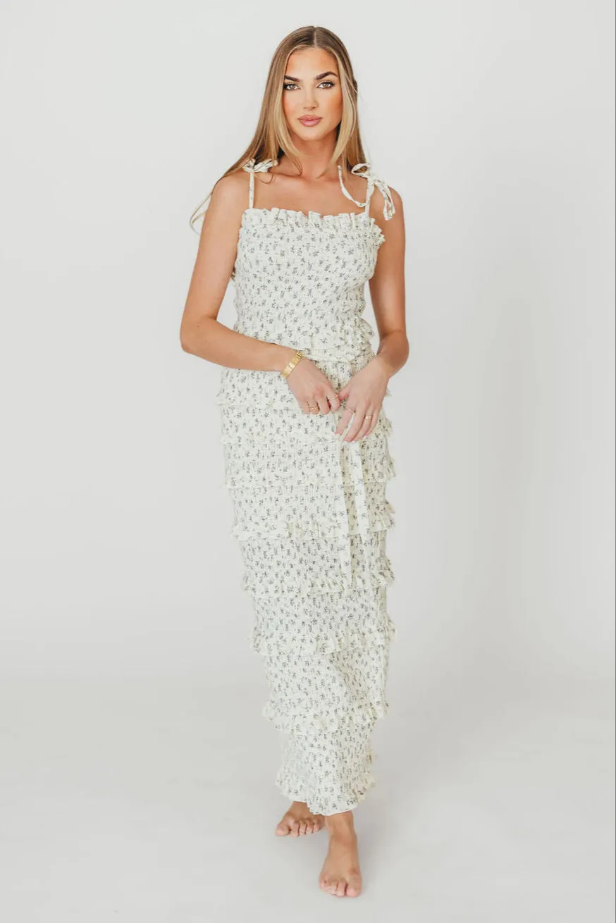 Harley Maxi Dress in Gray Floral - Bump Friendly