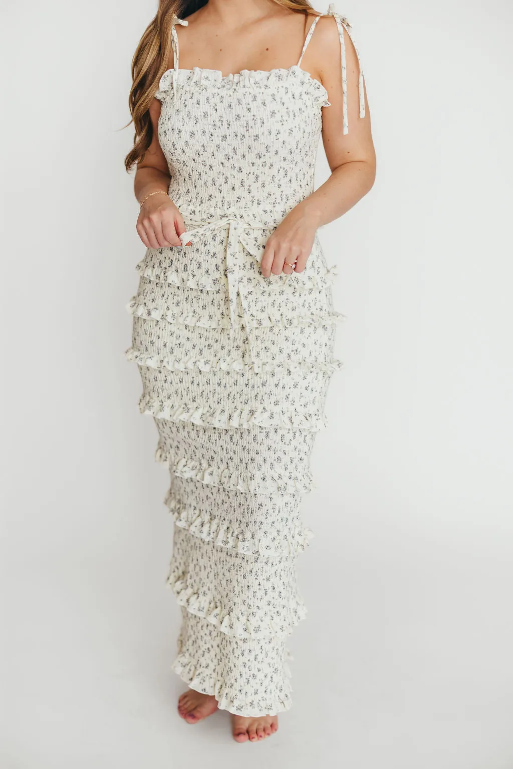 Harley Maxi Dress in Gray Floral - Bump Friendly