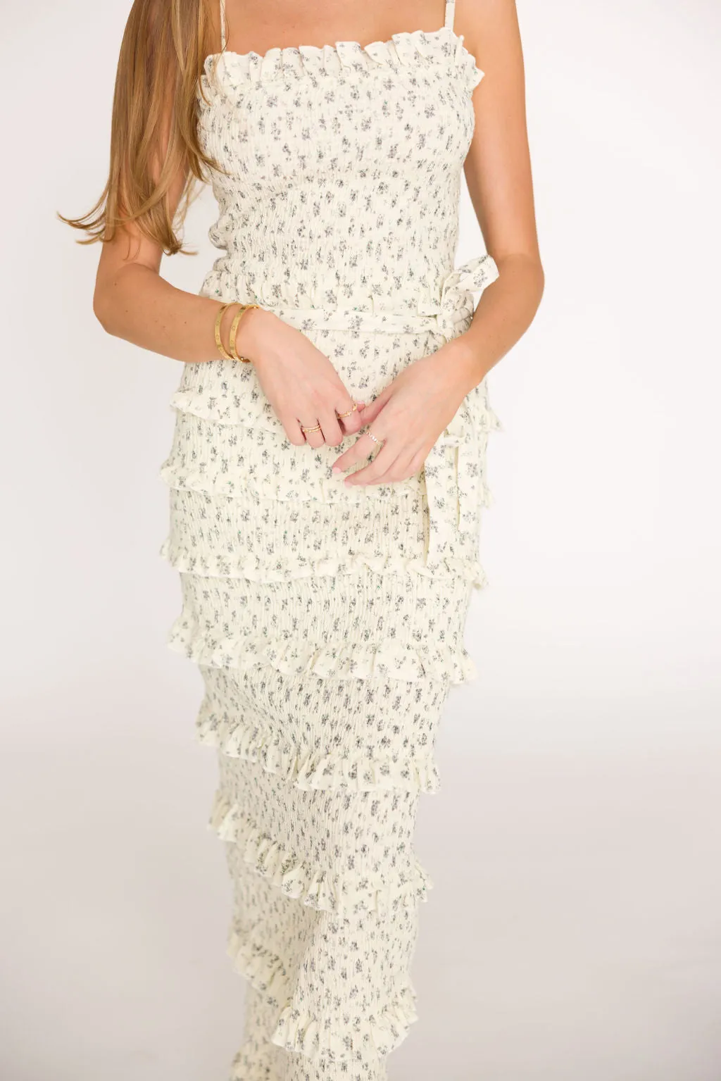 Harley Maxi Dress in Gray Floral - Bump Friendly