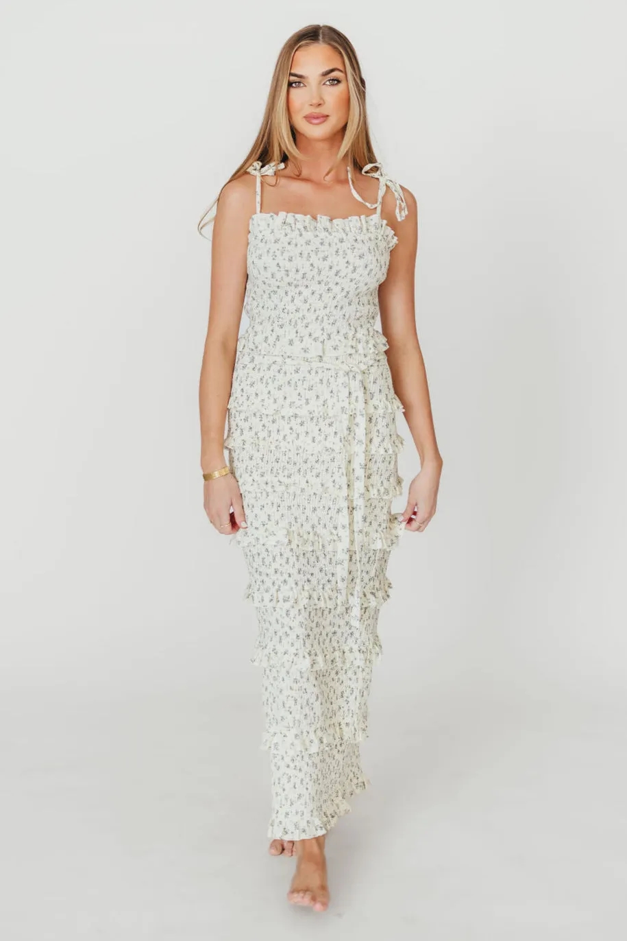 Harley Maxi Dress in Gray Floral - Bump Friendly