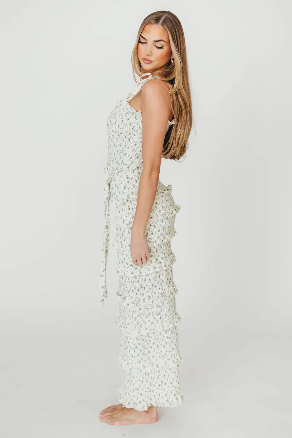 Harley Maxi Dress in Gray Floral - Bump Friendly