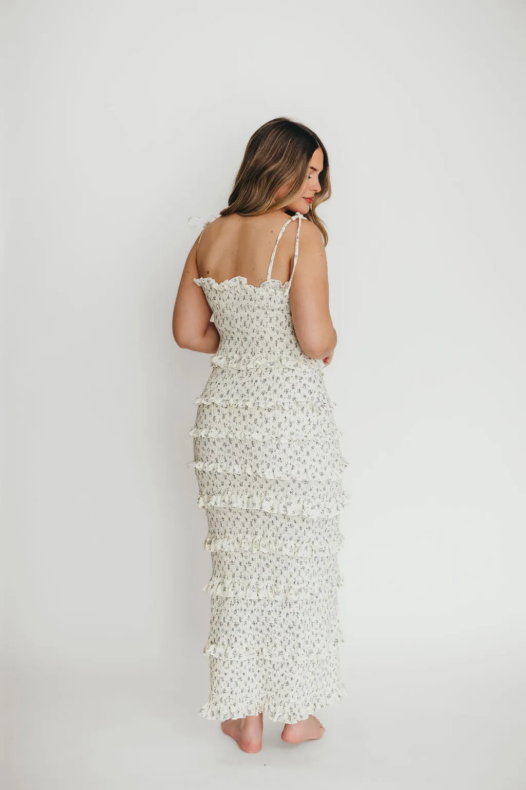 Harley Maxi Dress in Gray Floral - Bump Friendly