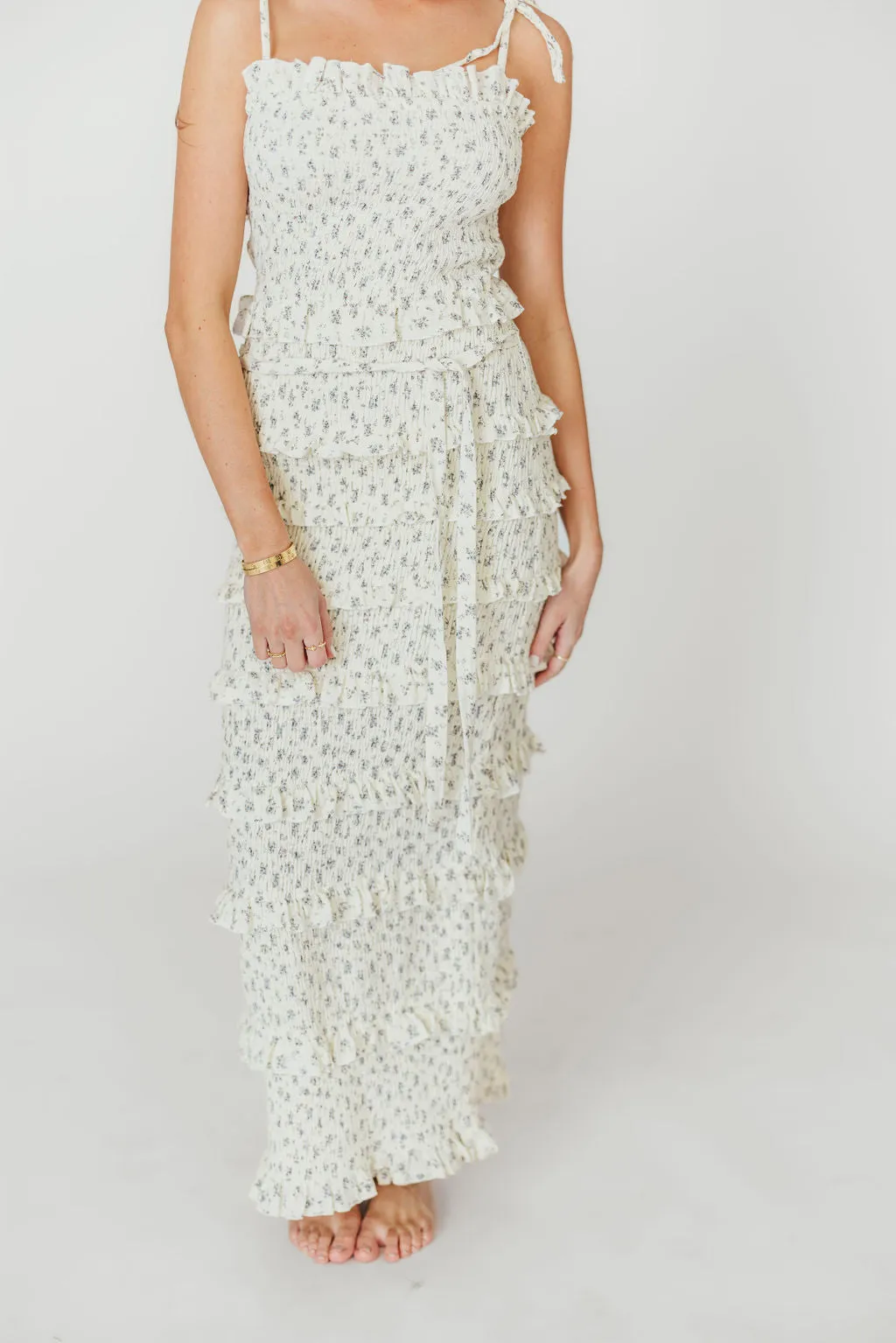 Harley Maxi Dress in Gray Floral - Bump Friendly