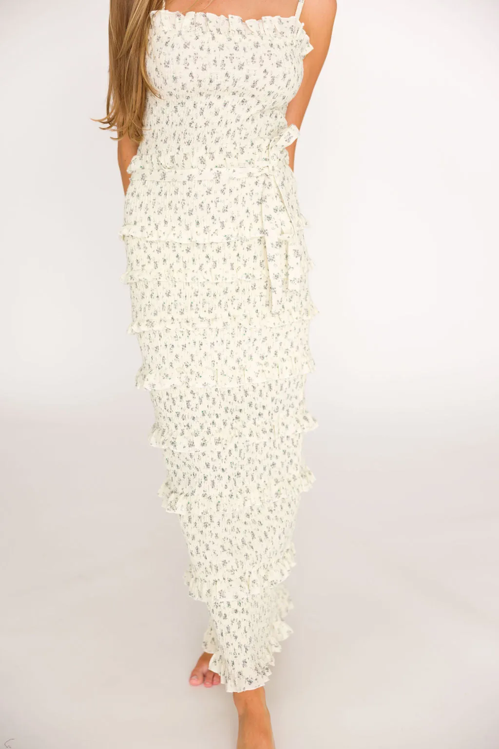 Harley Maxi Dress in Gray Floral - Bump Friendly