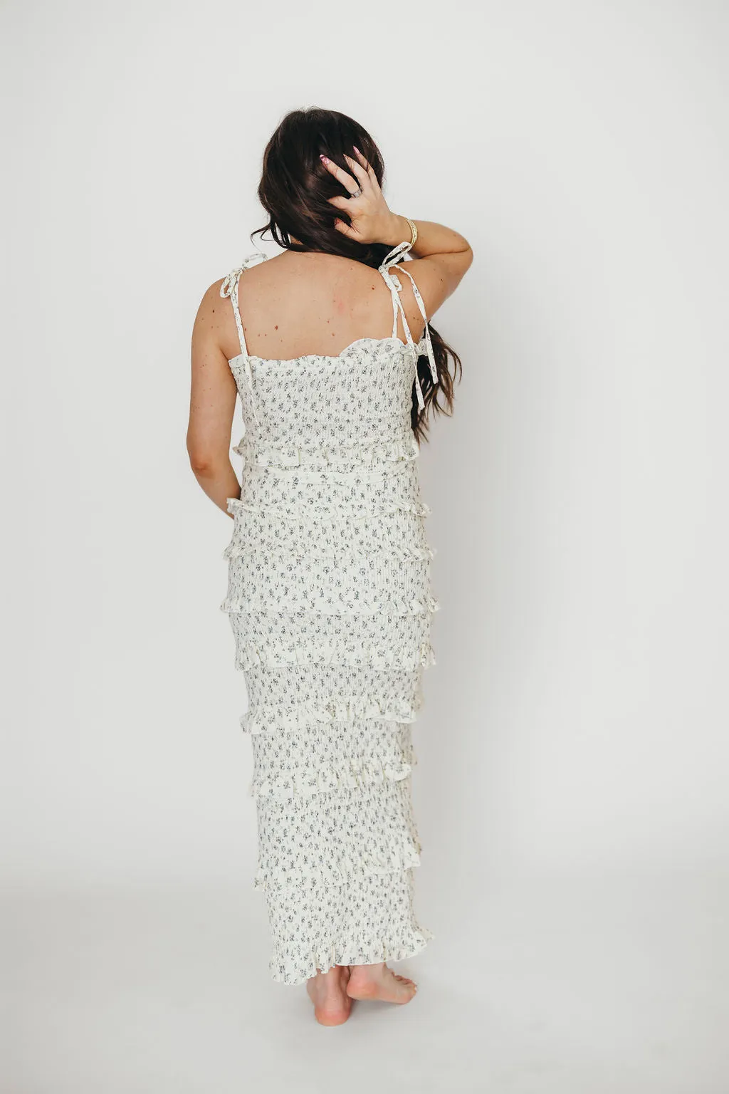 Harley Maxi Dress in Gray Floral - Bump Friendly